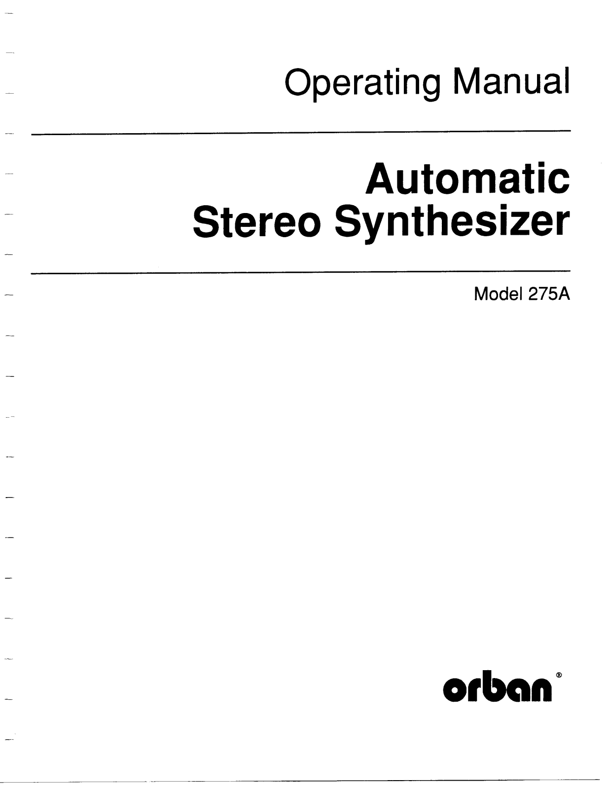 Orban 275A User Manual