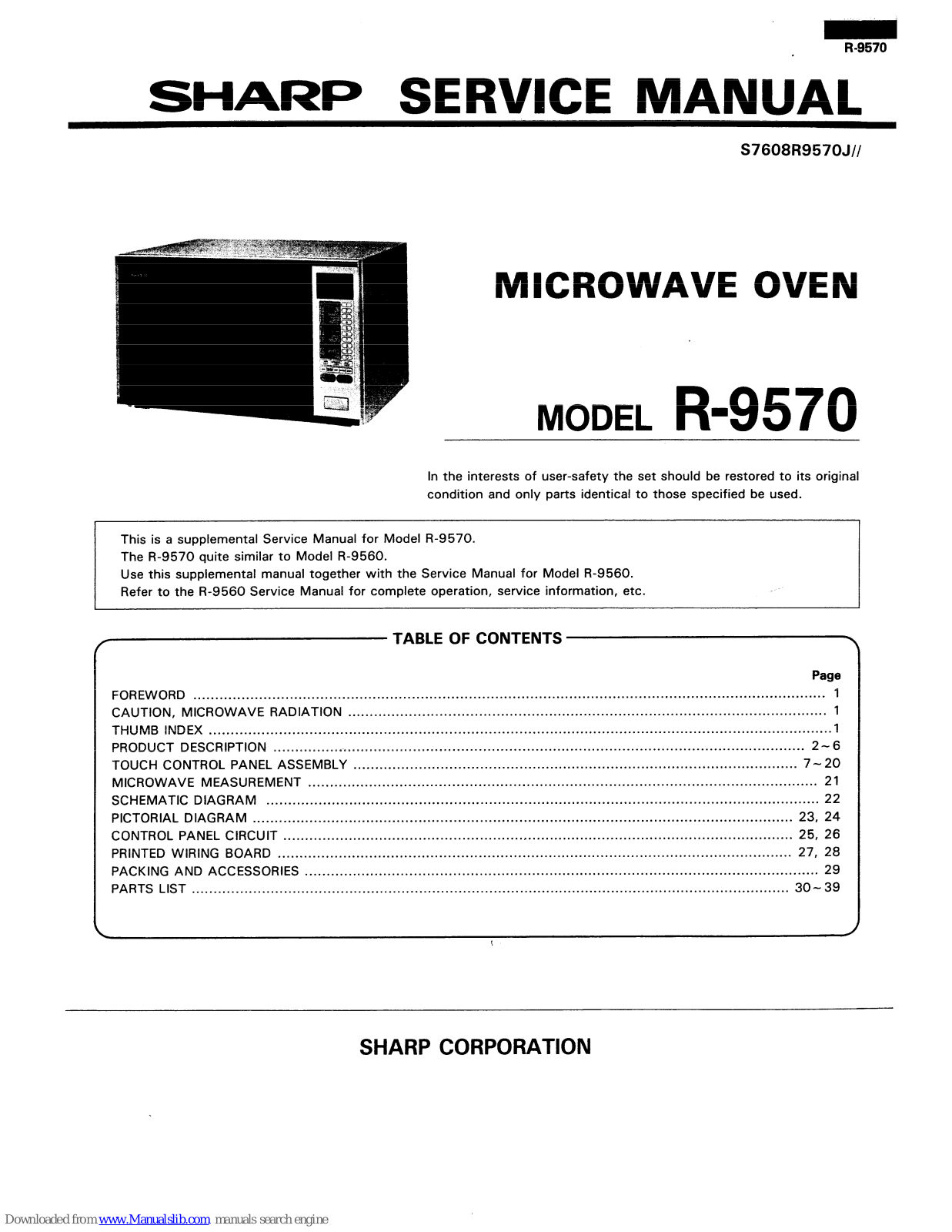 Sharp R-9570 Service Manual - ManualMachine.com