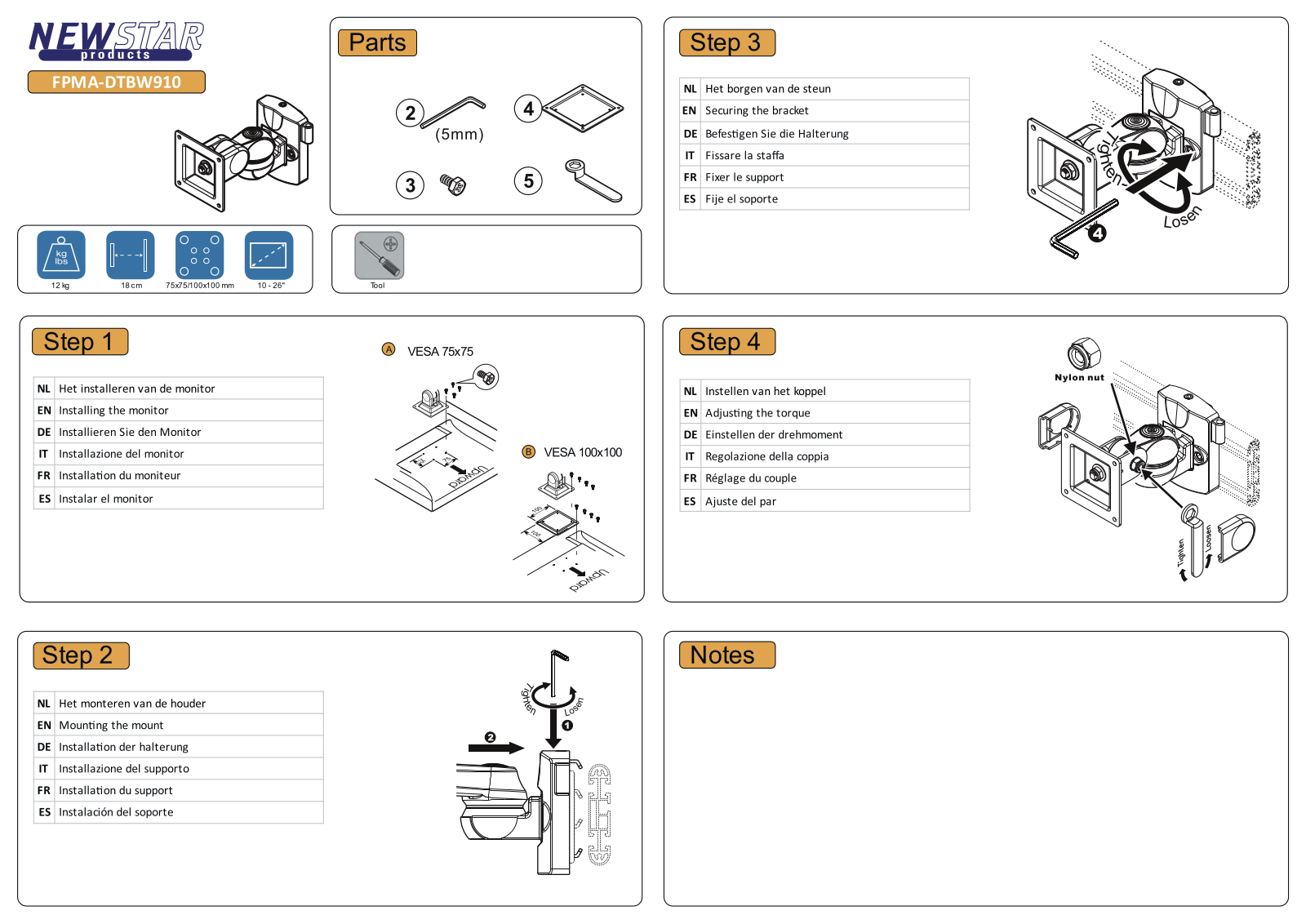 Newstar FPMA-DTBW910 User Manual