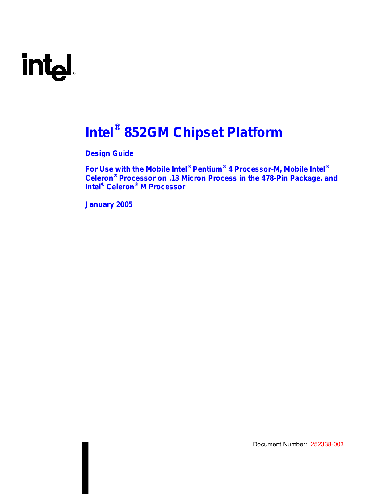 Intel 852GM Manual