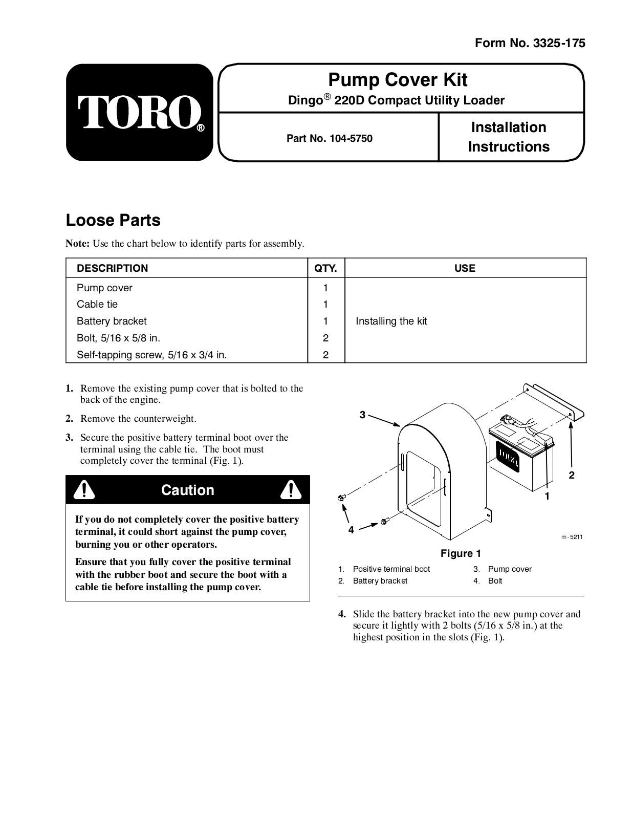 Toro 104-5750 Installation Instructions