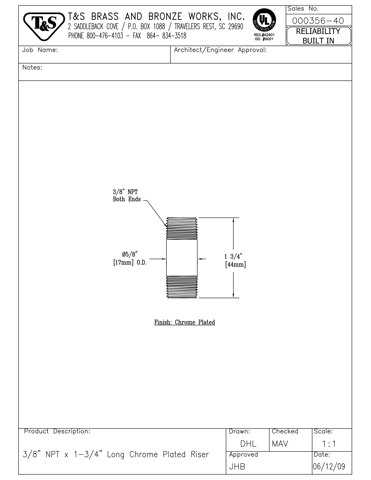 T&S Brass 000356-40 User Manual