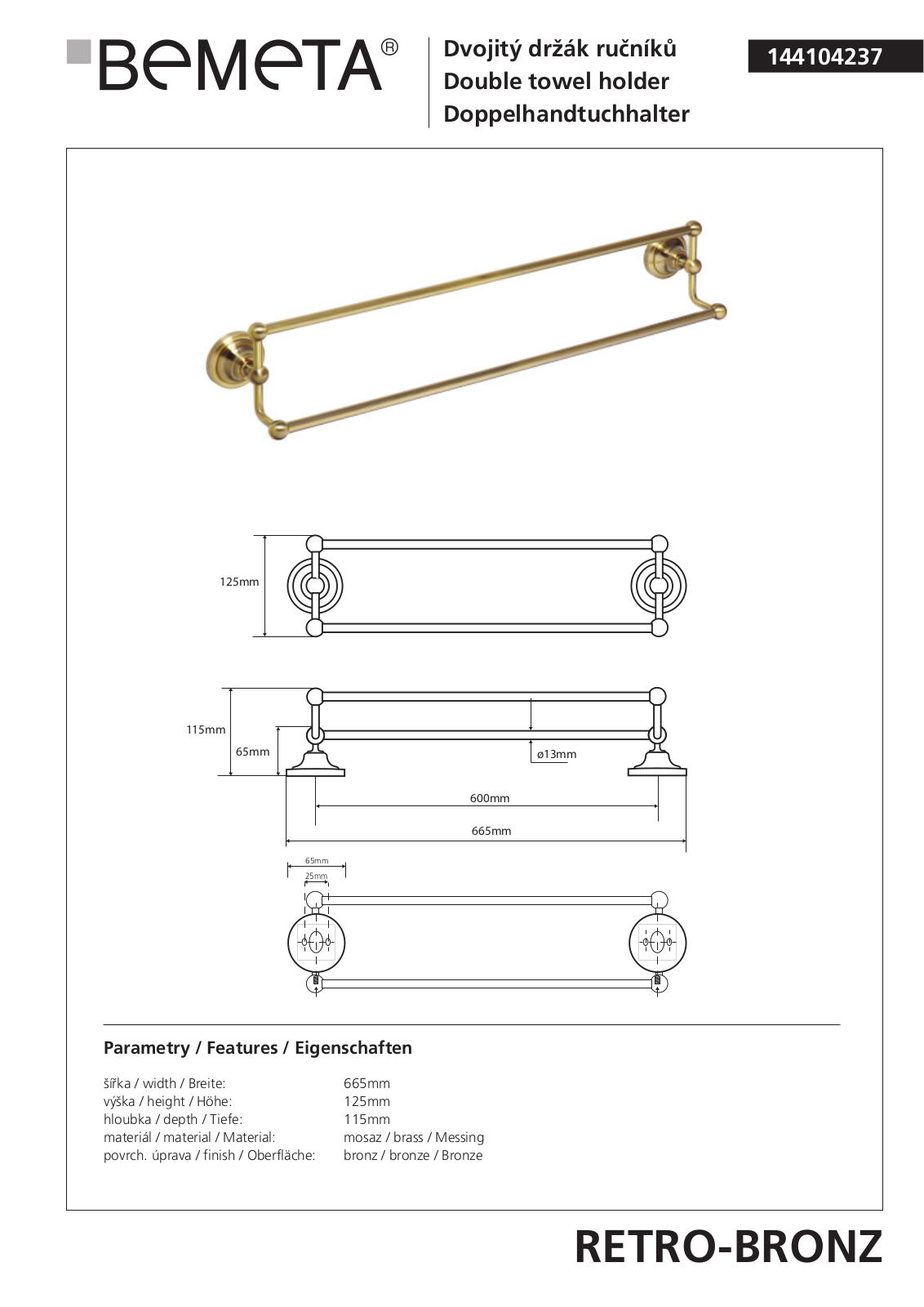 Bemeta RETRO-BRONZ 144104237 User guide - ManualMachine.com