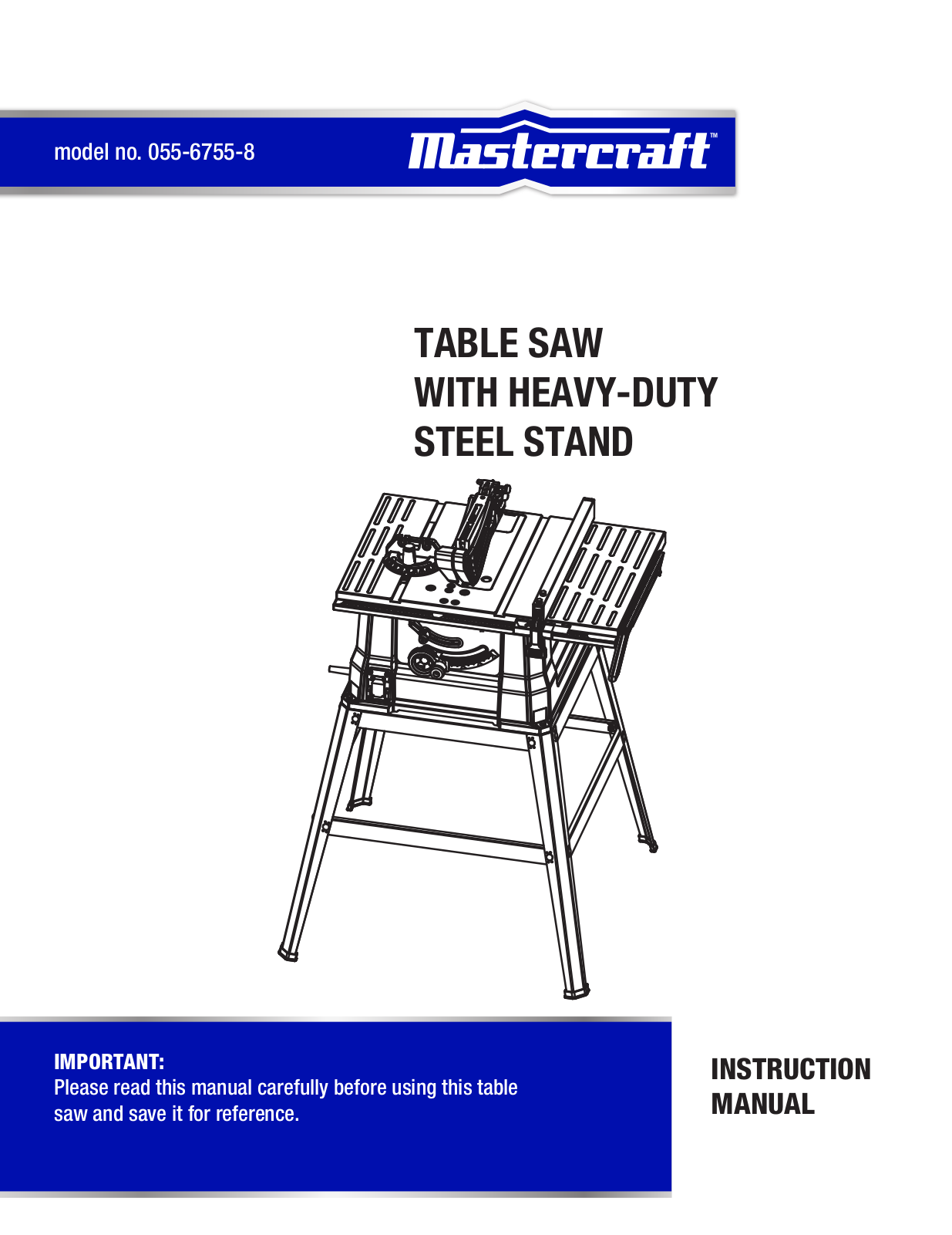 Mastercraft 055-6755-8 User Manual