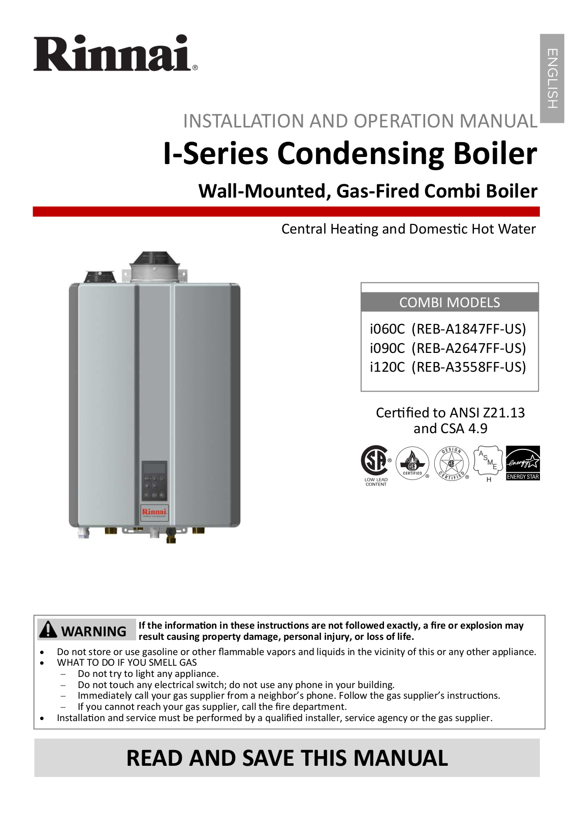 Rinnai Water Heater i060CN Installation  Manual