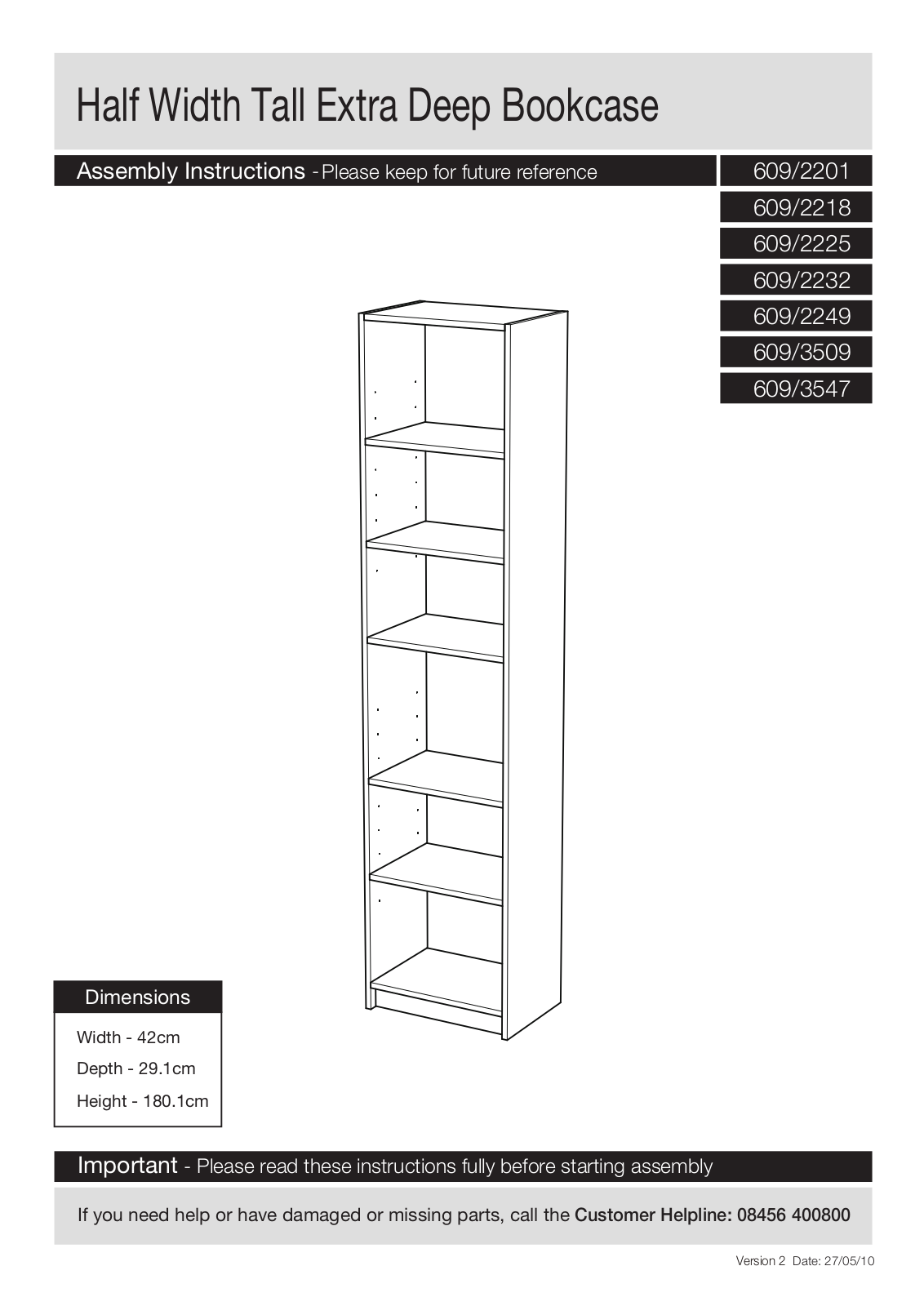 Argos 6092249 ASSEMBLY INSTRUCTIONS