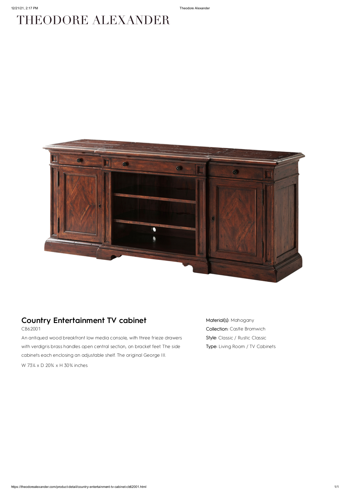 Theodore Alexander FPLJ1067 Specifications - ManualMachine.com
