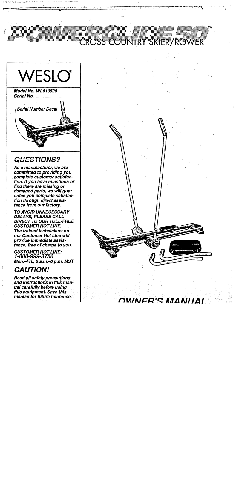 Weslo WL610520 Owner's Manual