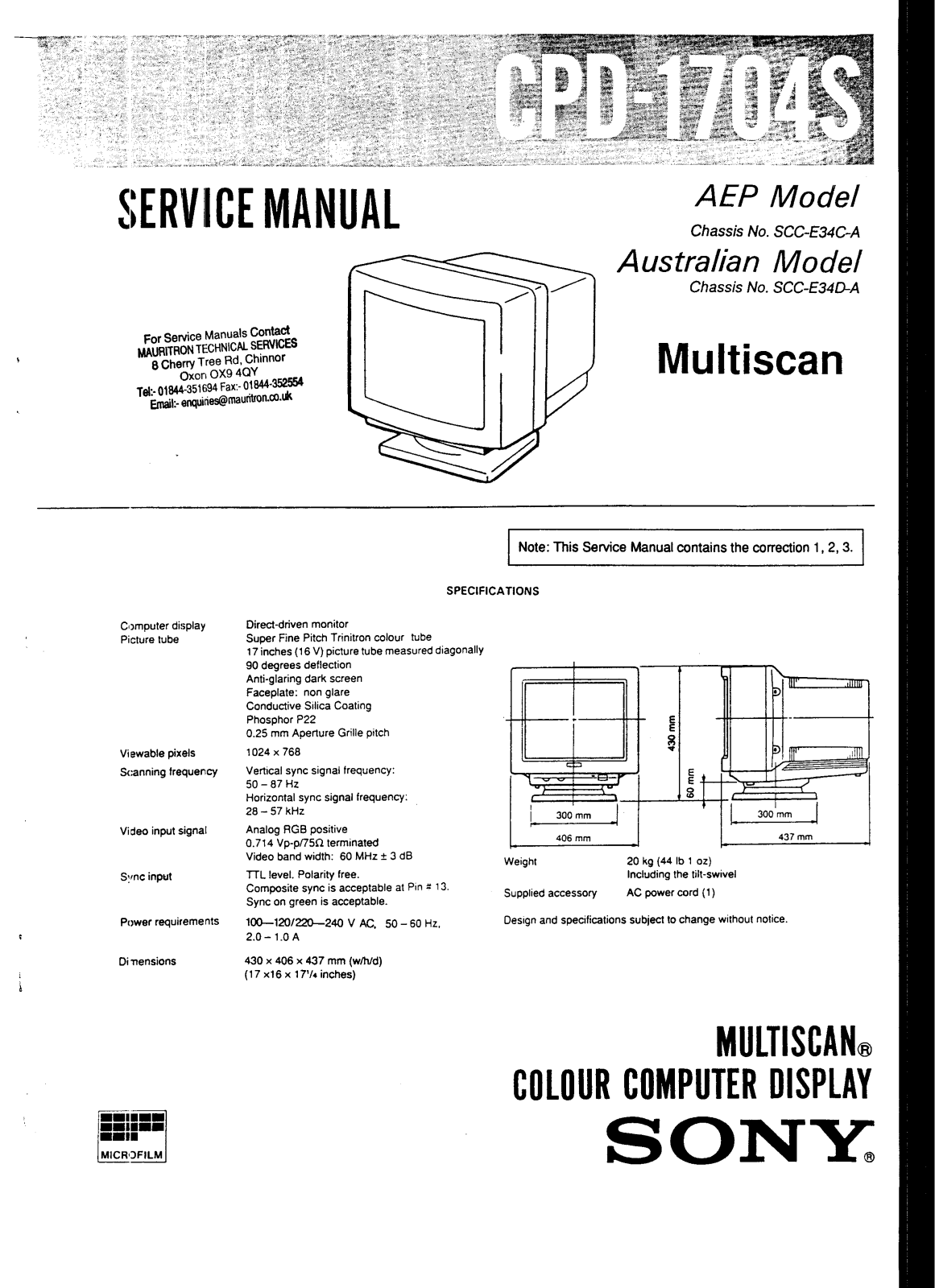Sony CDP-1704-S Service manual