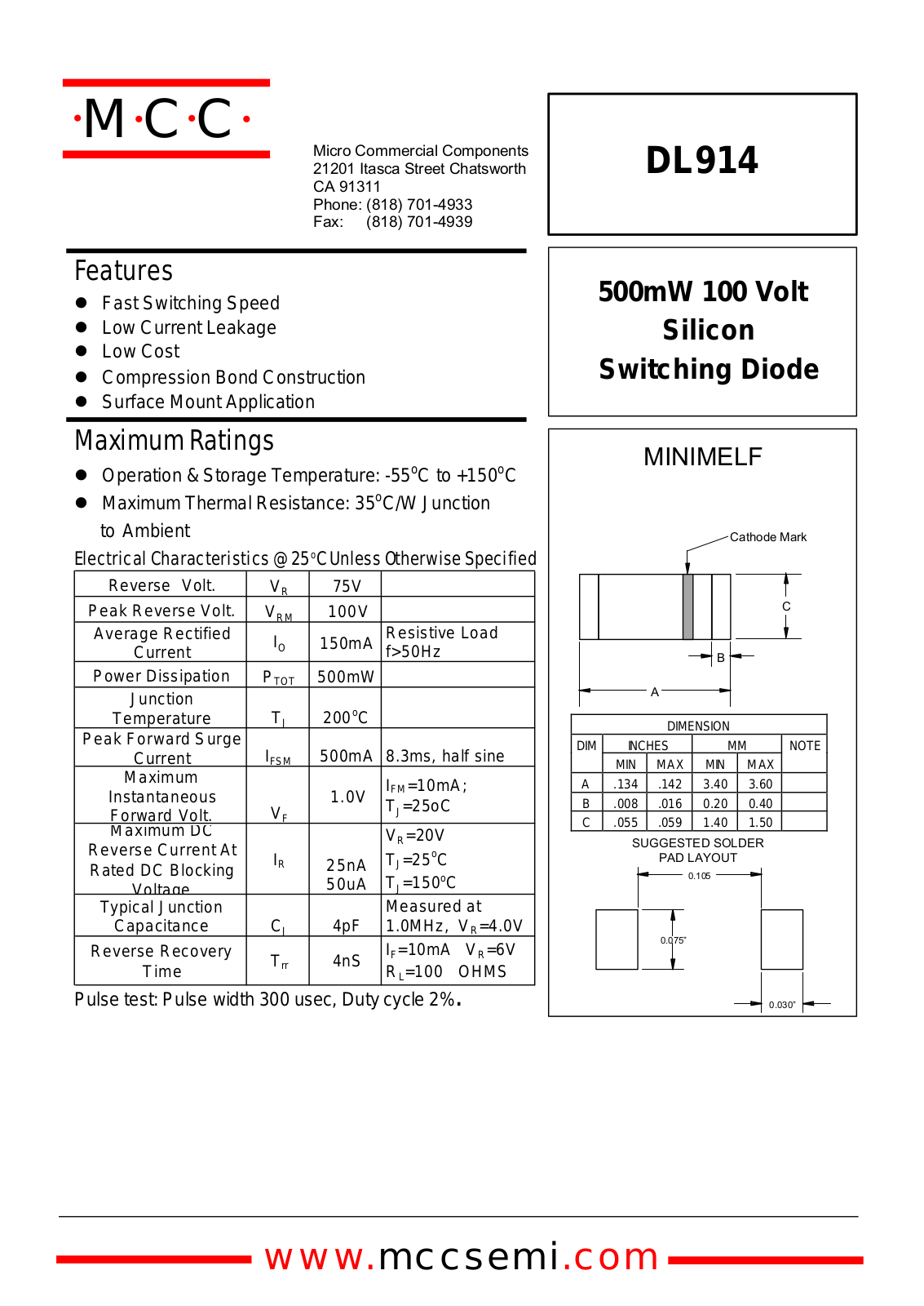 MCC DL914 Datasheet