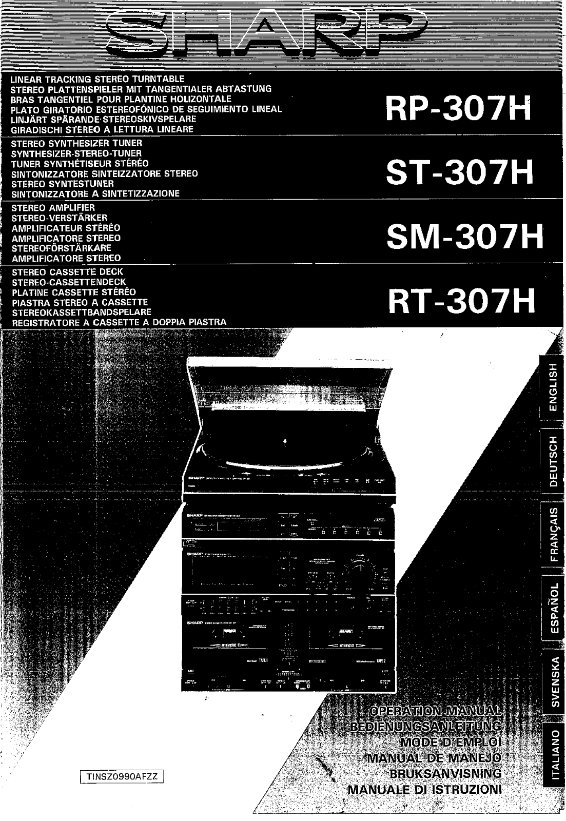 Sharp SM-307H, RT-307H, RP-307H, ST-307H Manual
