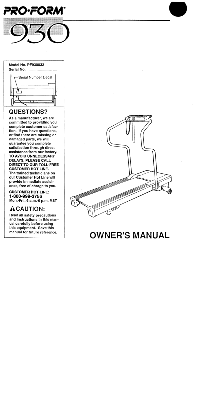 ProForm PF930032 User Manual