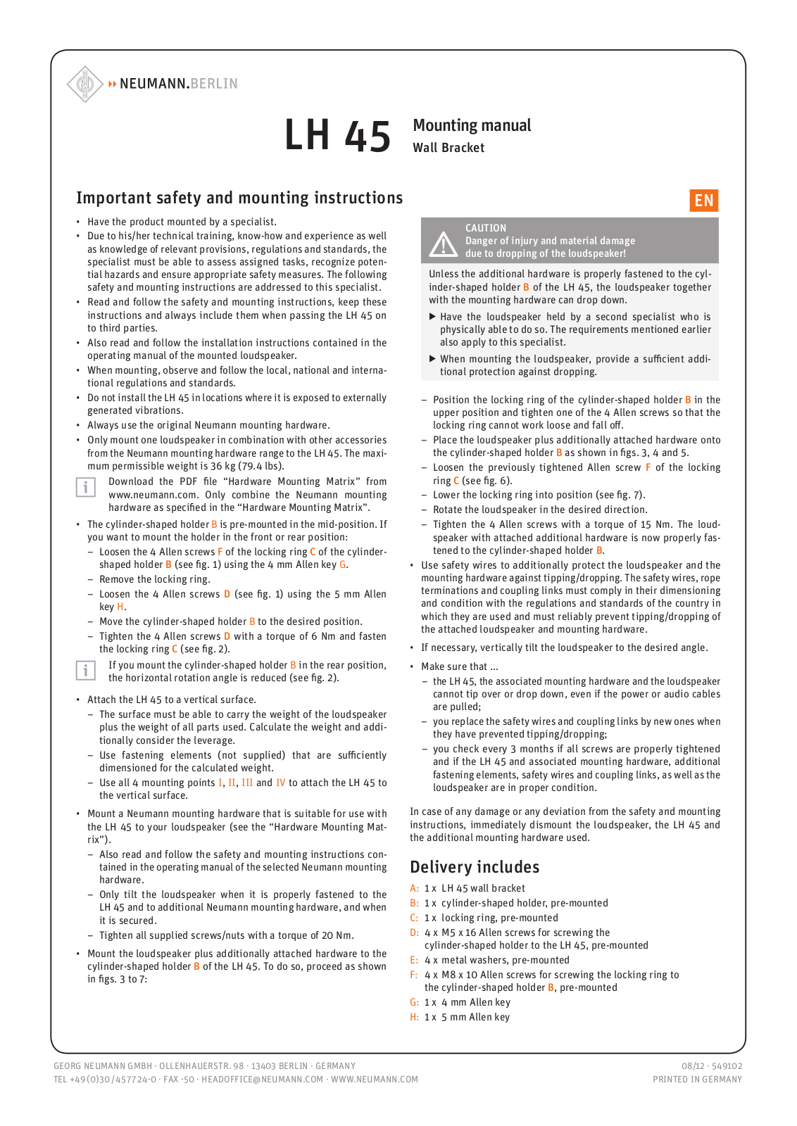Neumann LH 45 Datasheet - ManualMachine.com
