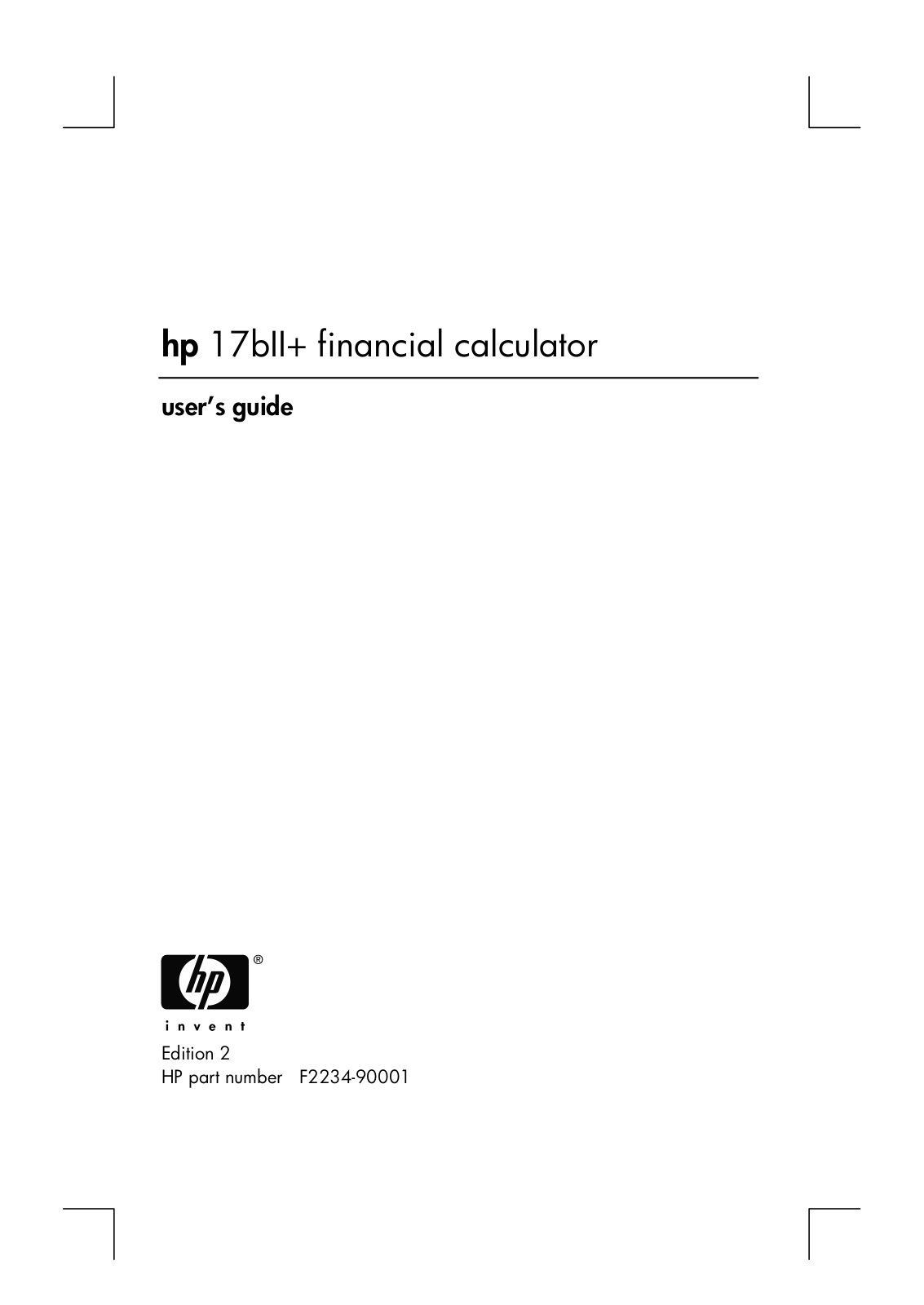 HP 17BIIPLUS Financial Calculator User Guide