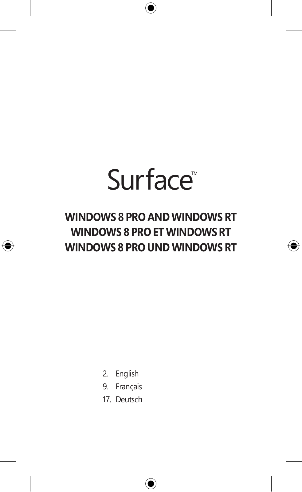 MICROSOFT Surface Windows 8 Pro User Manual