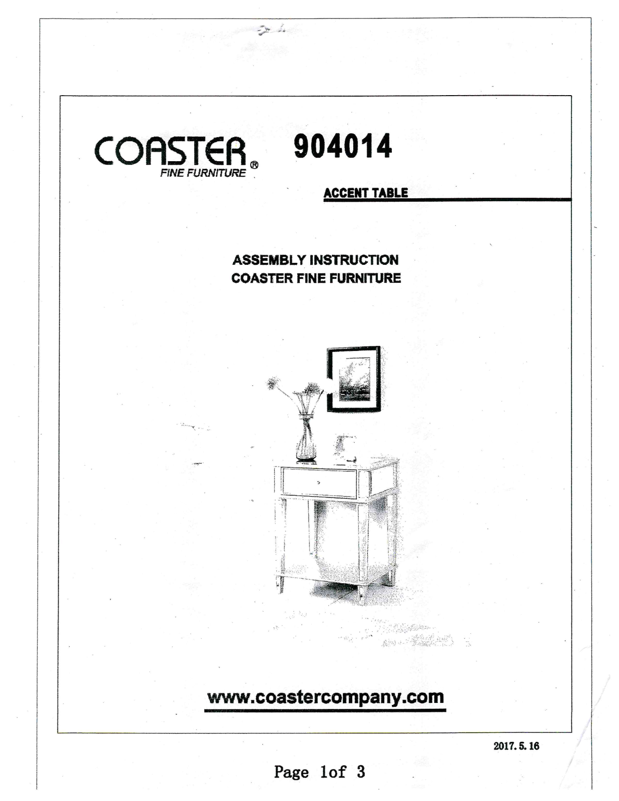 Coaster 904014 Assembly Guide