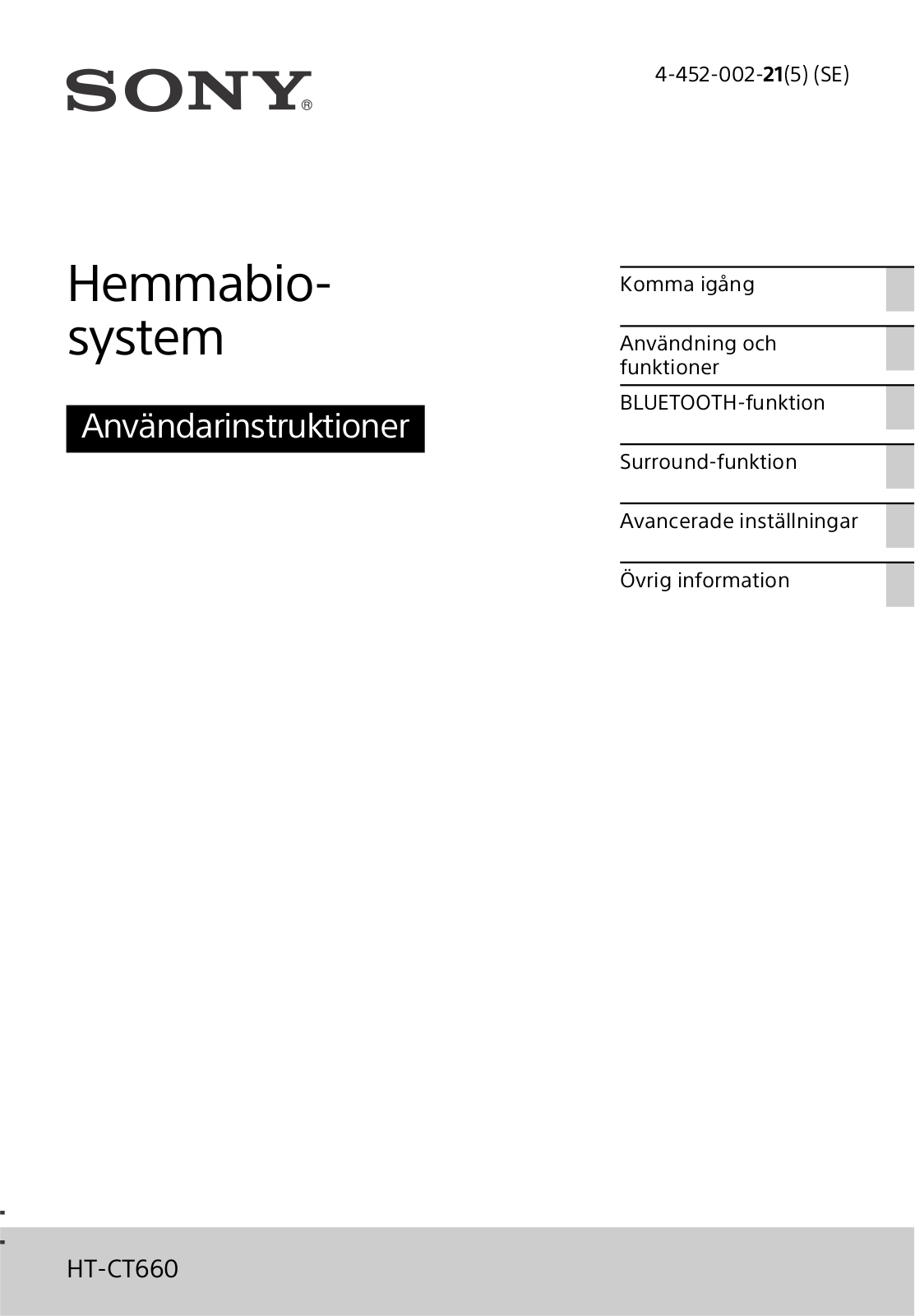 Sony HT-CT660 User Manual