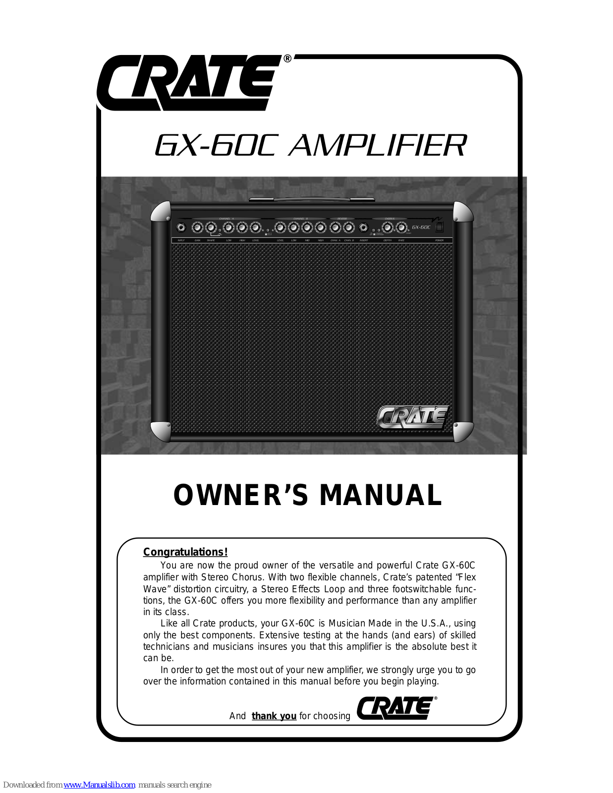 Crate GX-60C Owner's Manual