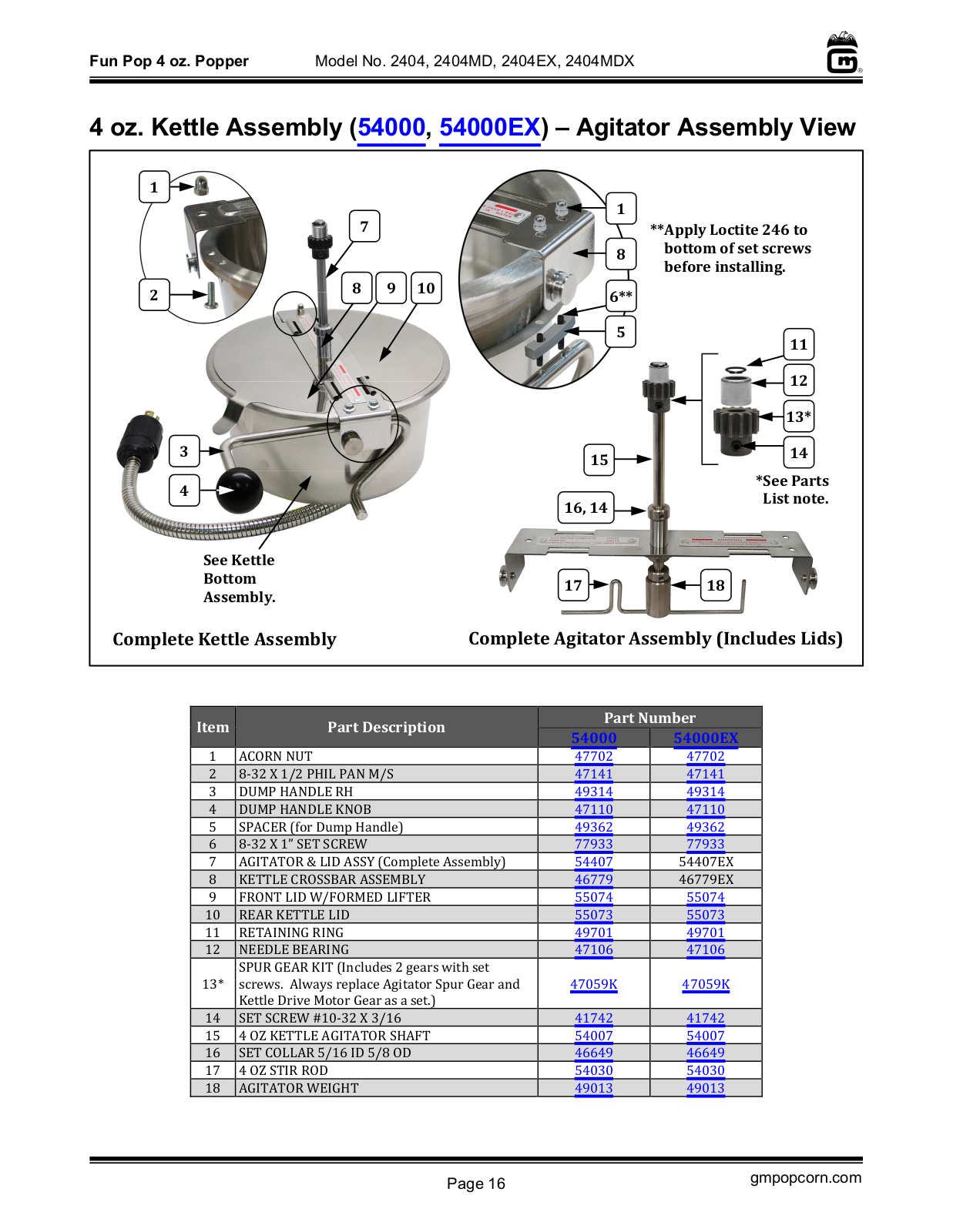 Gold Medal Products 2404EX Service Manual