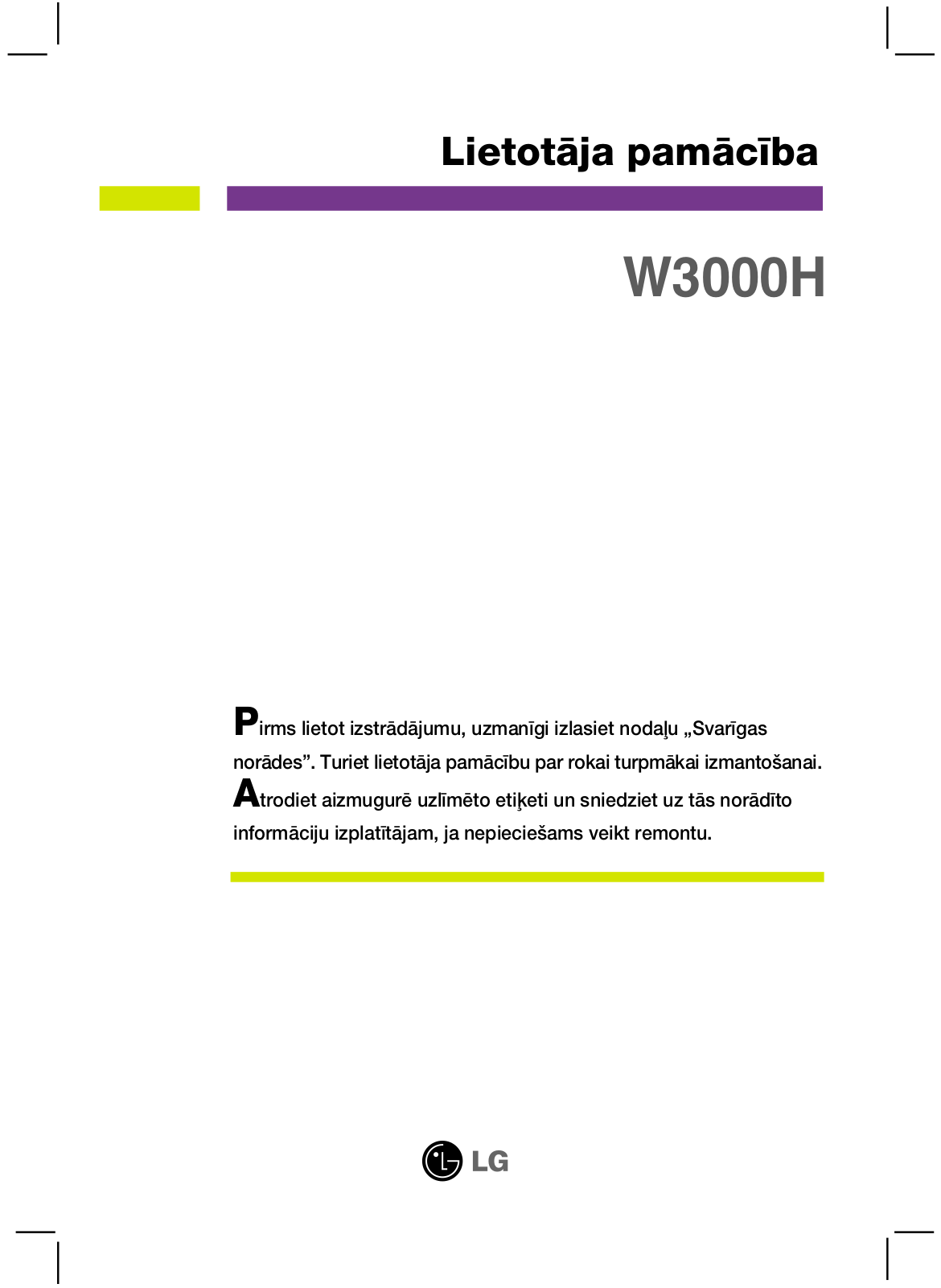 Lg W3000H User Manual