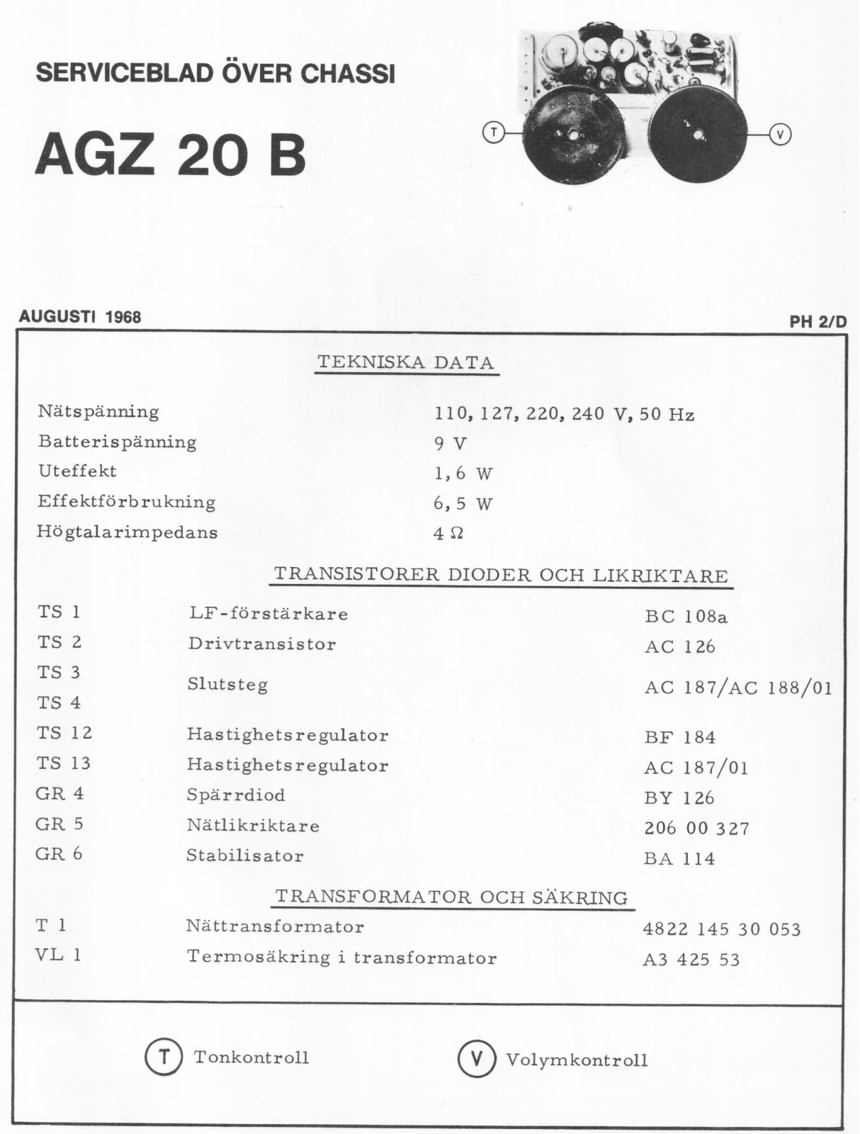 Philips AGZ20b Schematic