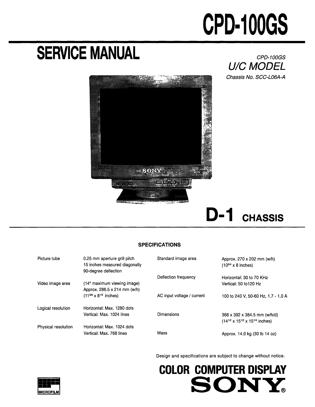 Sony CPD-100GS Service Manual