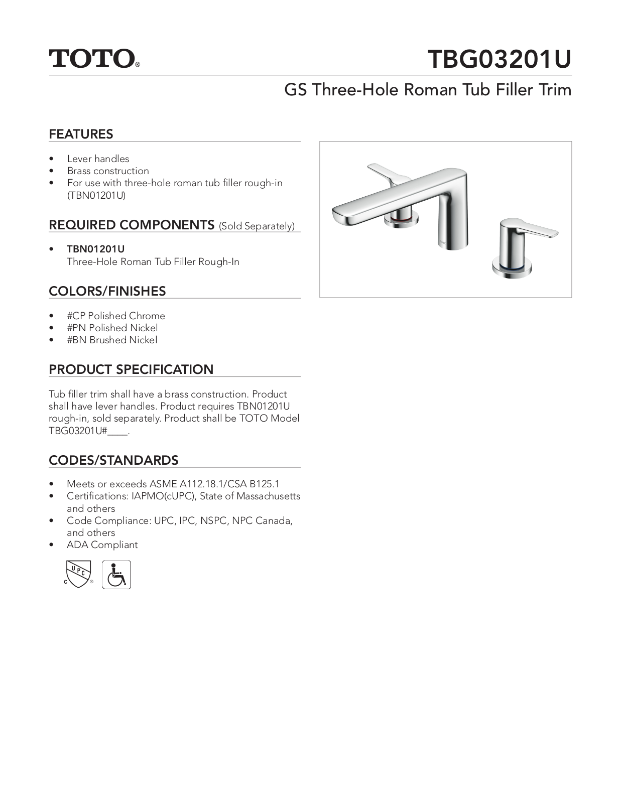 TOTO SBSA1910 Specifications - ManualMachine.com
