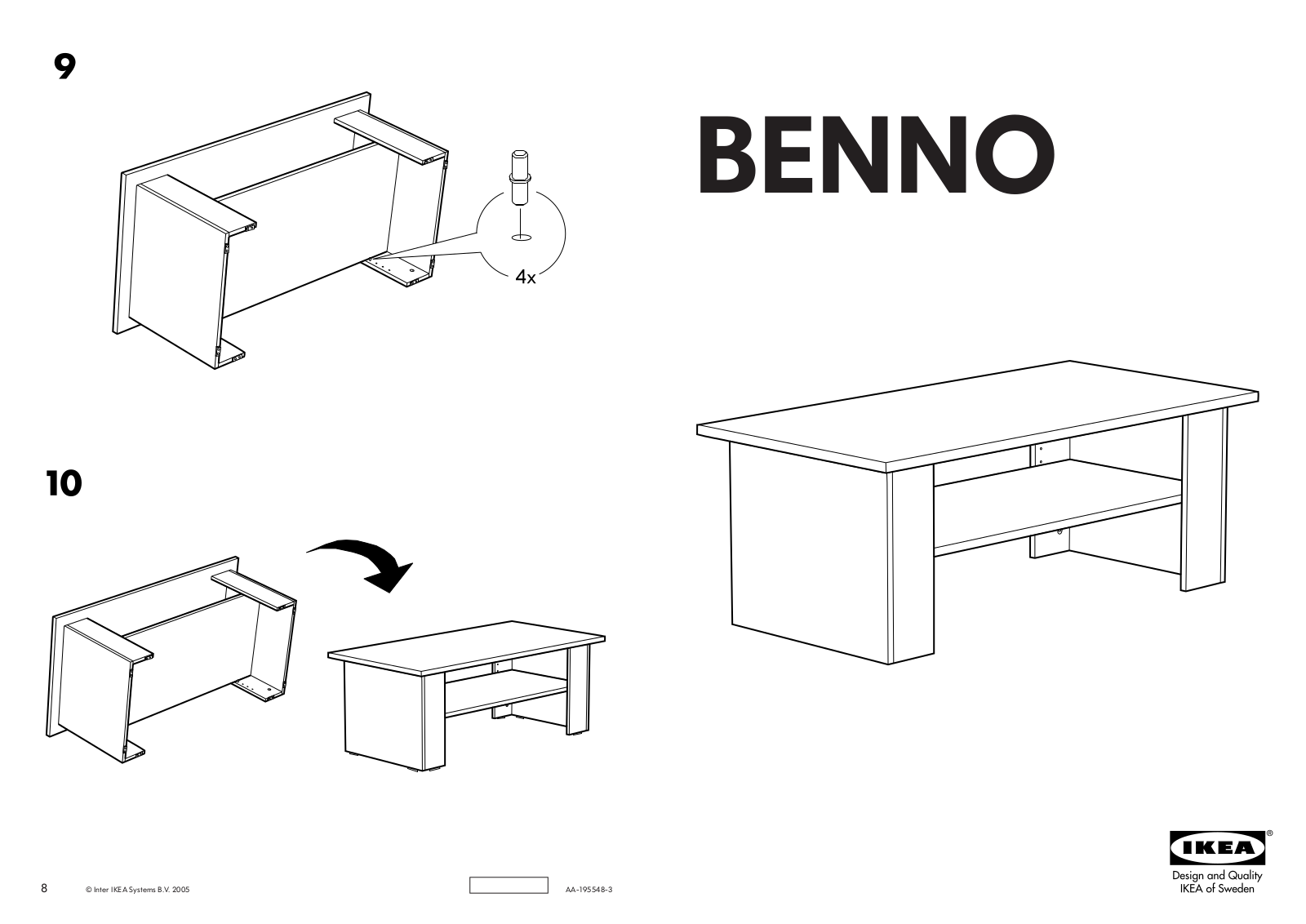 IKEA BENNO COFFEE TABLE 46 1-2X23 5-8 Assembly Instruction