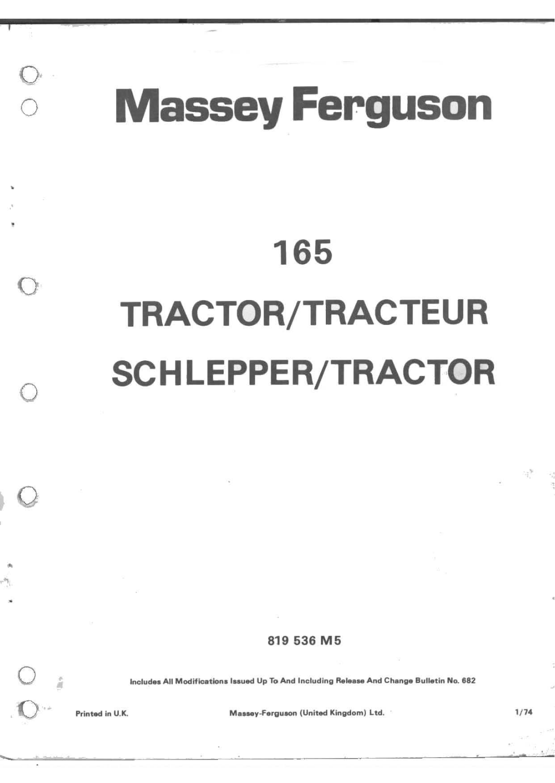 Ferguson MF 165   Parts Catalog