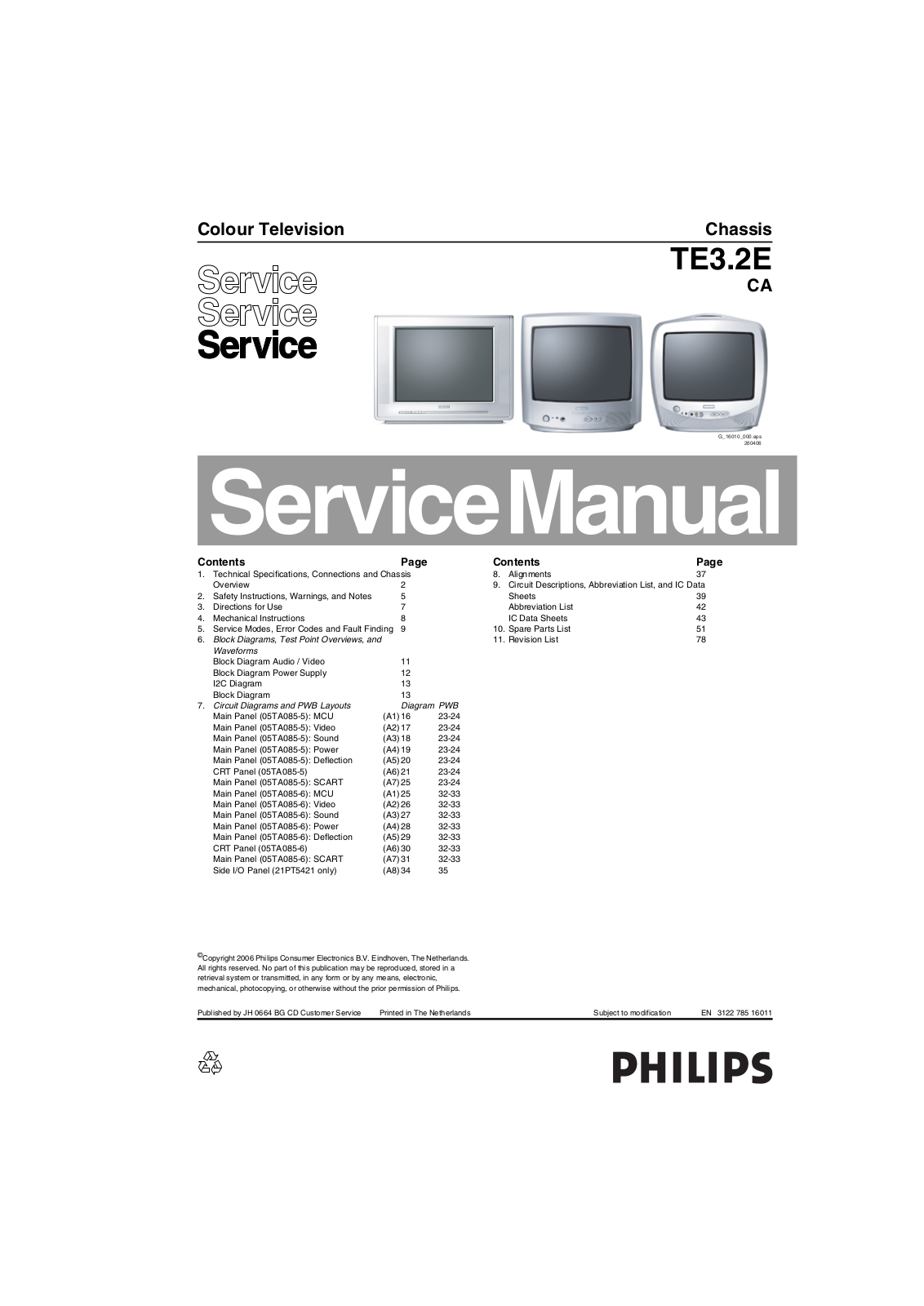 Philips 21PT5421/12, TE3.2E CA Schematic