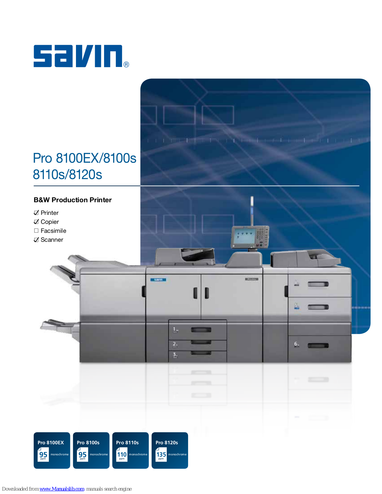 Savin Pro 8100EX,Pro 8120s,Pro 8100s,Pro 8110s,Pro 8100EX Specifications