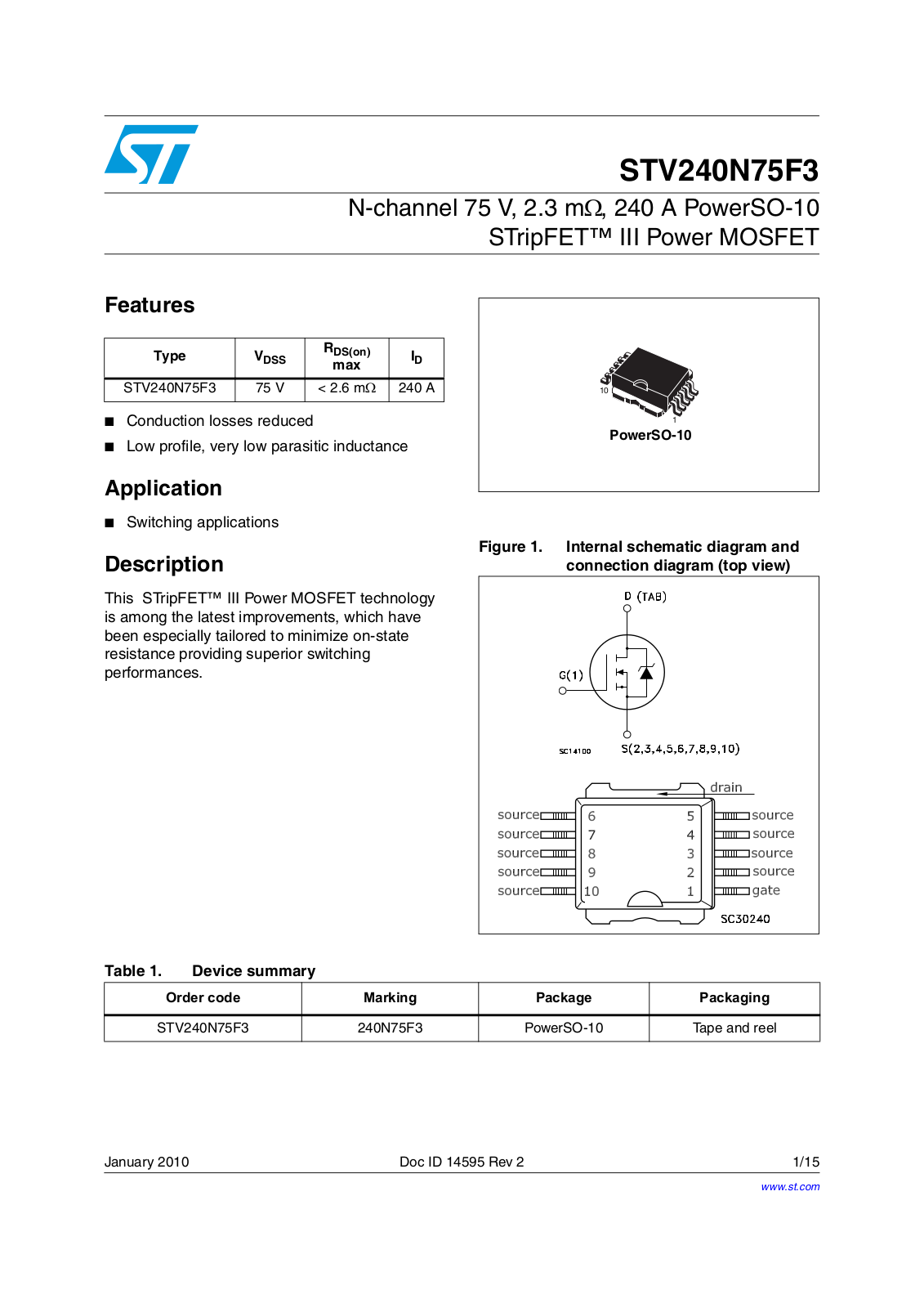 Datasheet stv240n75f3 Datasheet - ManualMachine.com