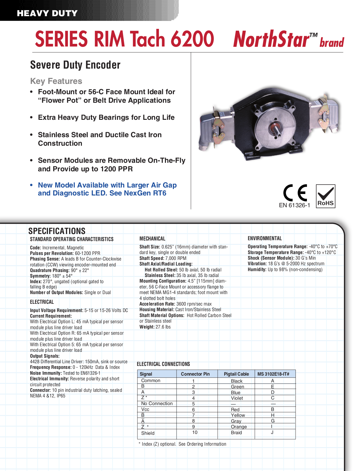 NorthStar SERIES RIM Tach 6200 Data Sheet