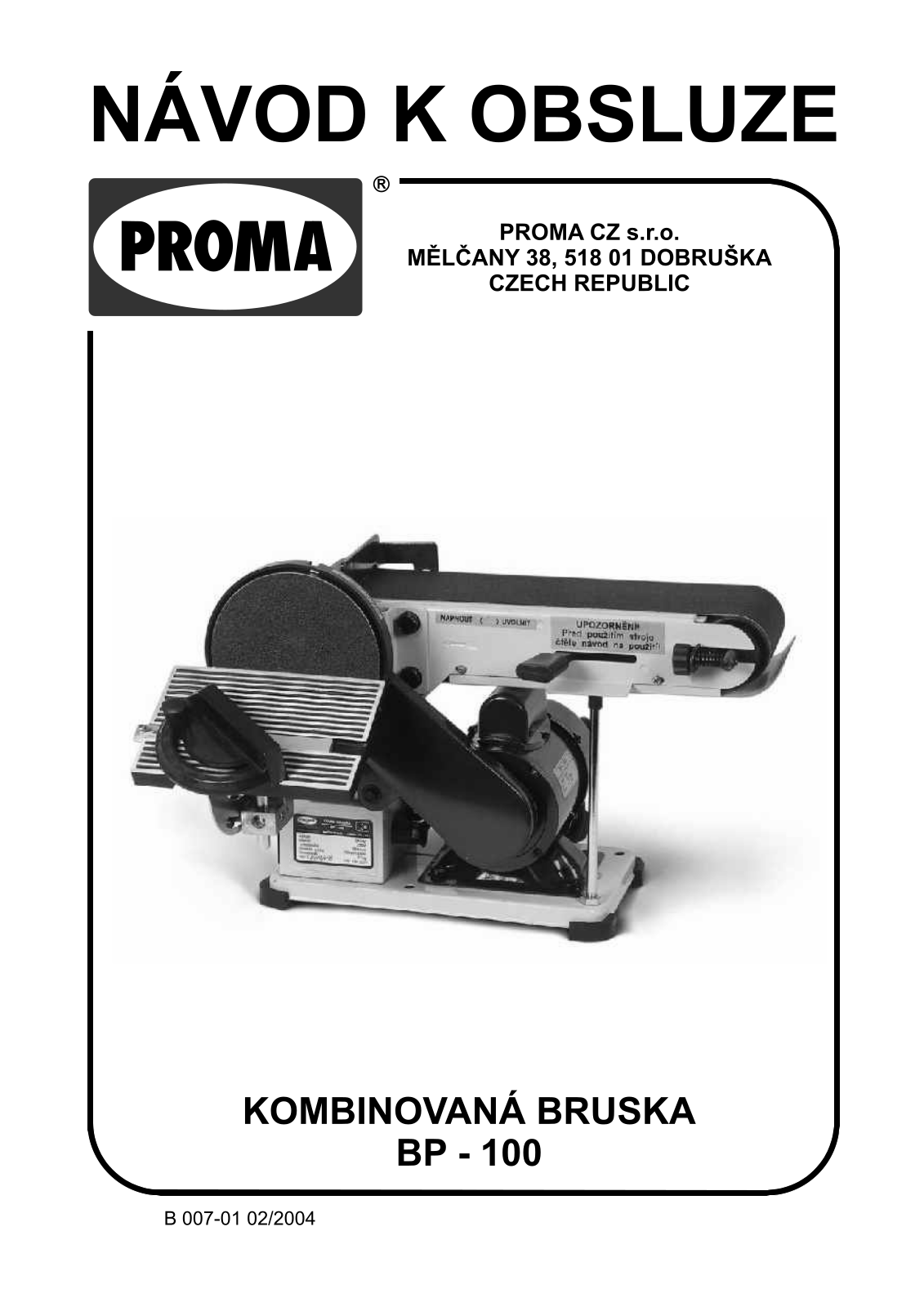 Proma BP - 100 User Manual