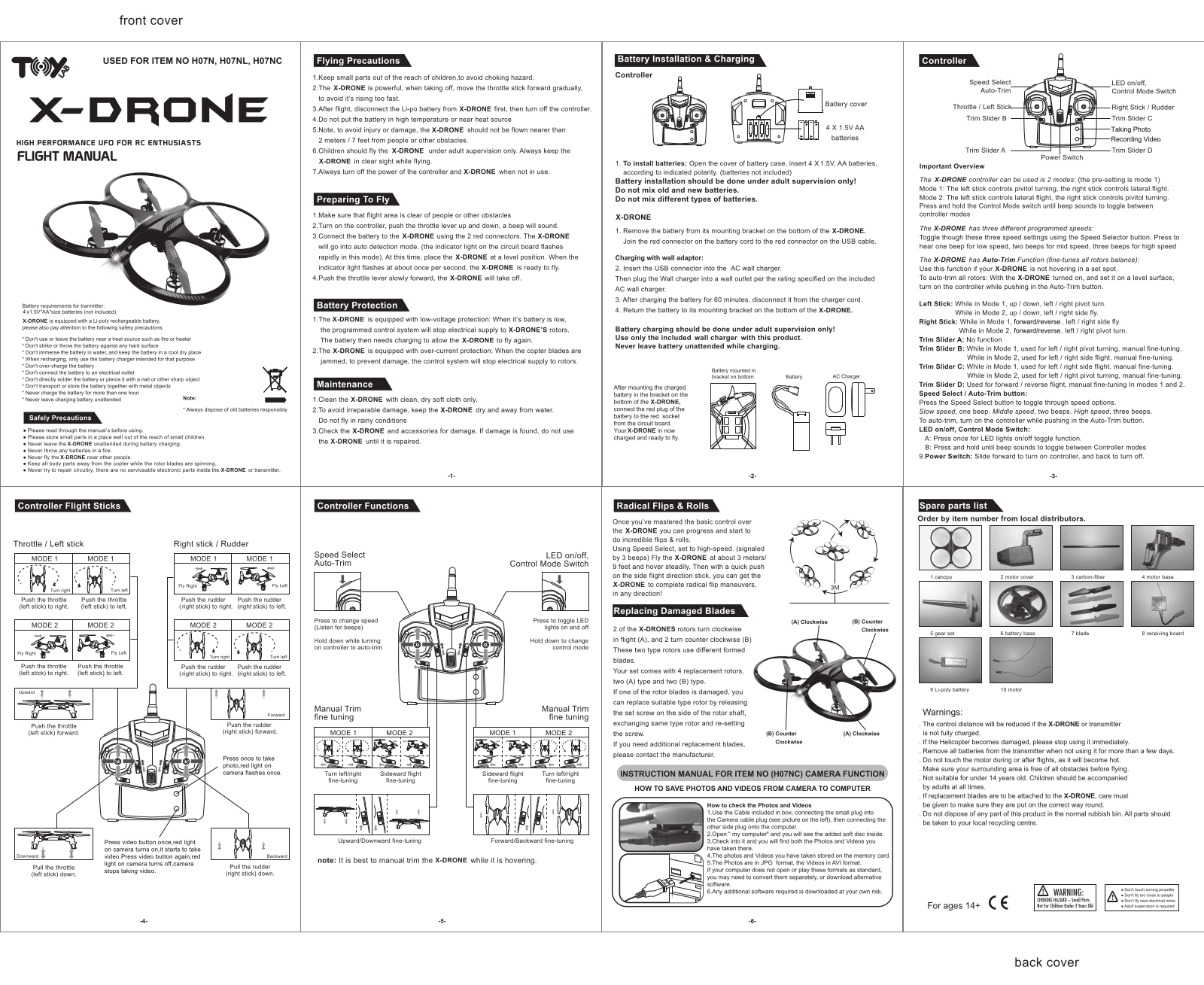 Toy Lab H07N X, H07NC X User Manual