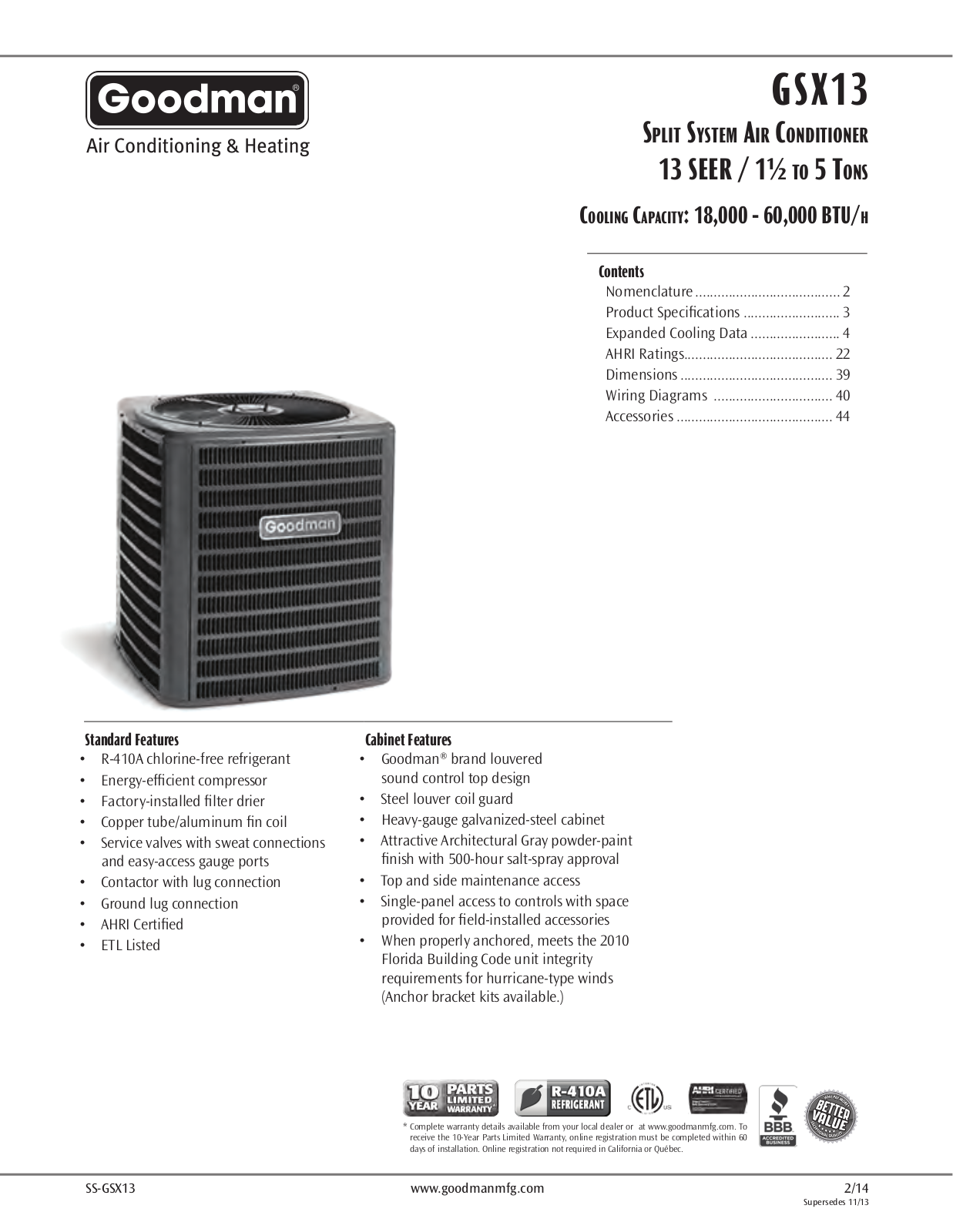 Goodman Mfg GSX130361E, GSX13, GSX130301B, GSX130361C, GSX130241D User Manual