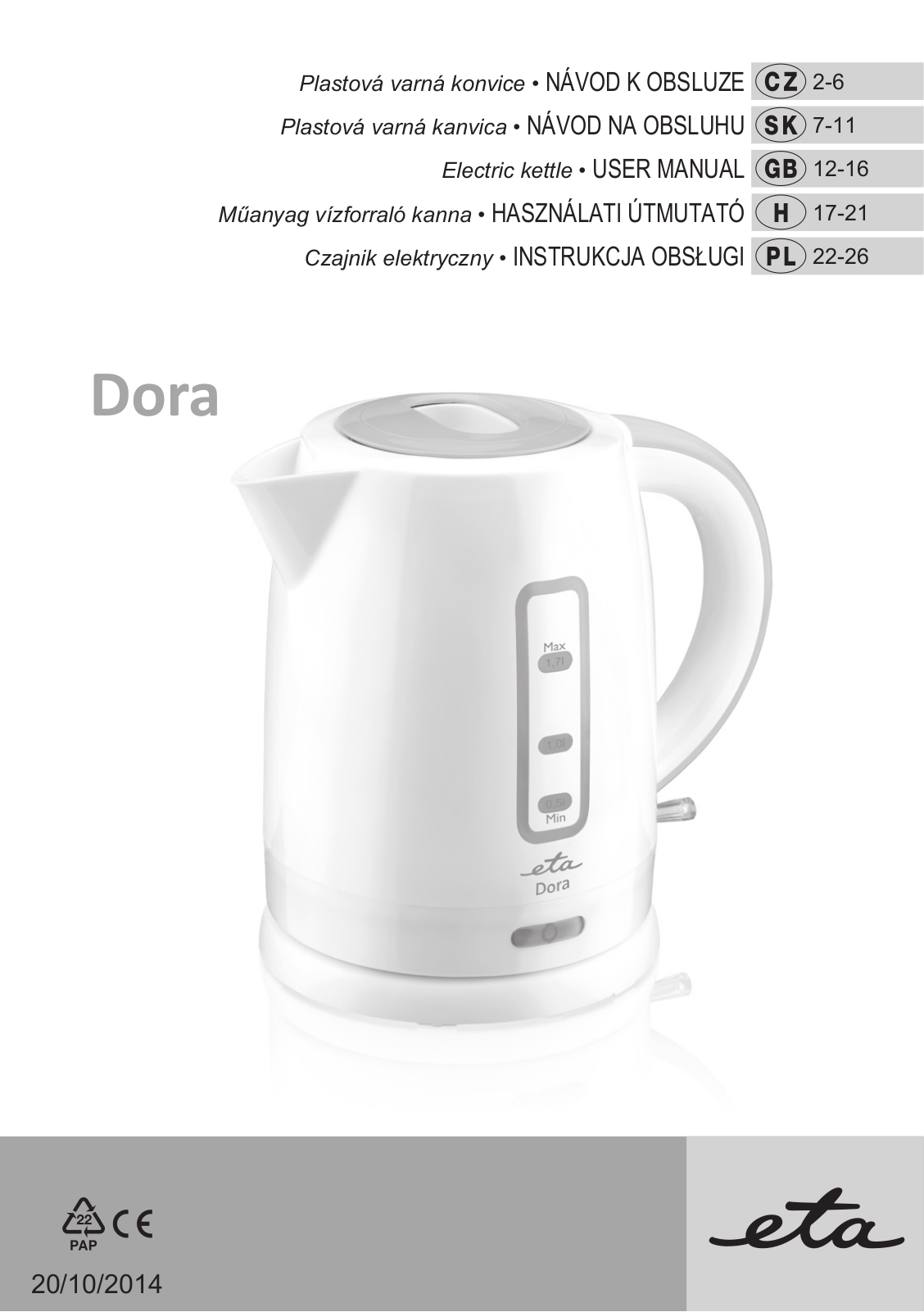 ETA Dora 3599 90000, Dora 3599 90010, Dora 3599 90020, Dora 3599 90030, Dora 3599 90040 User Manual