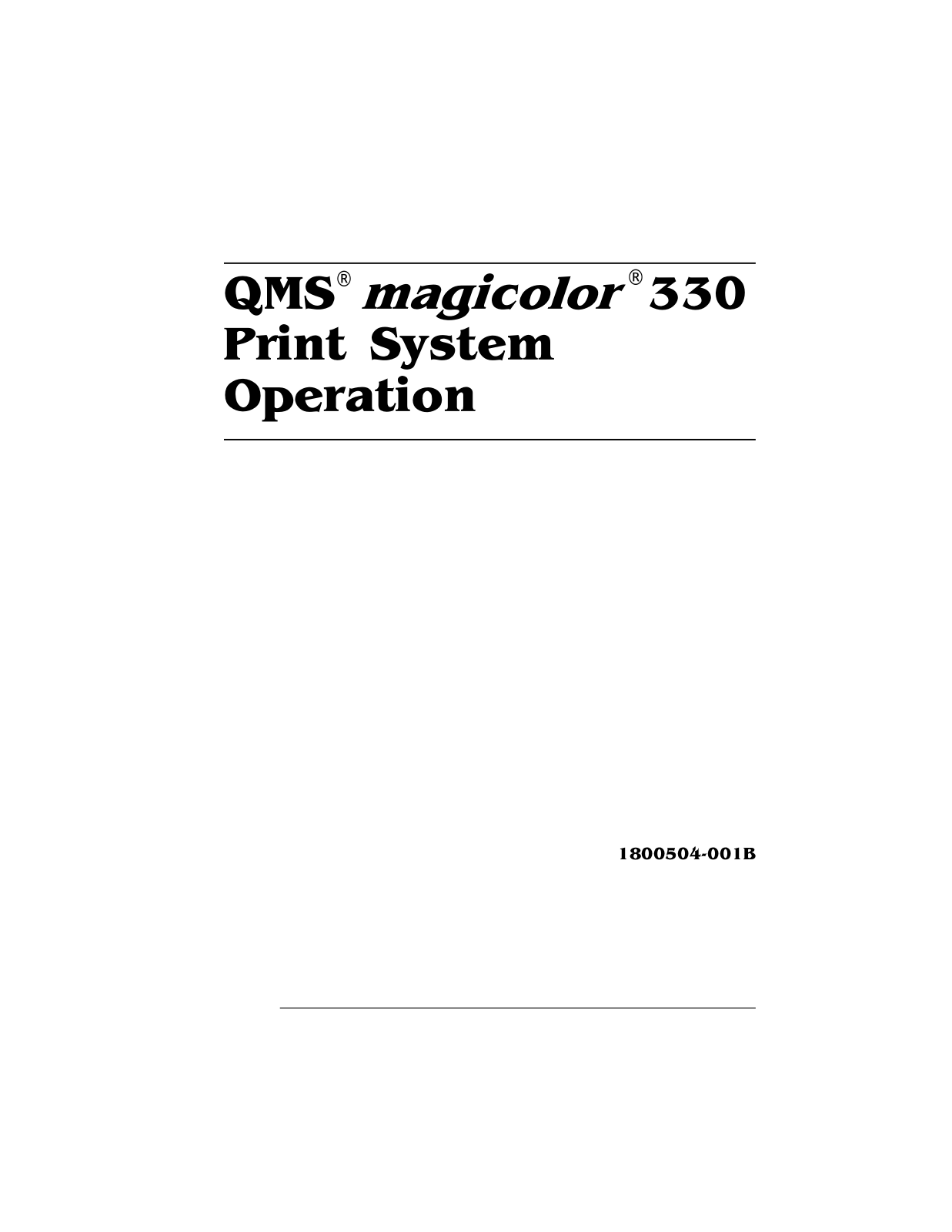 QMS Magicolor 330 User Manual