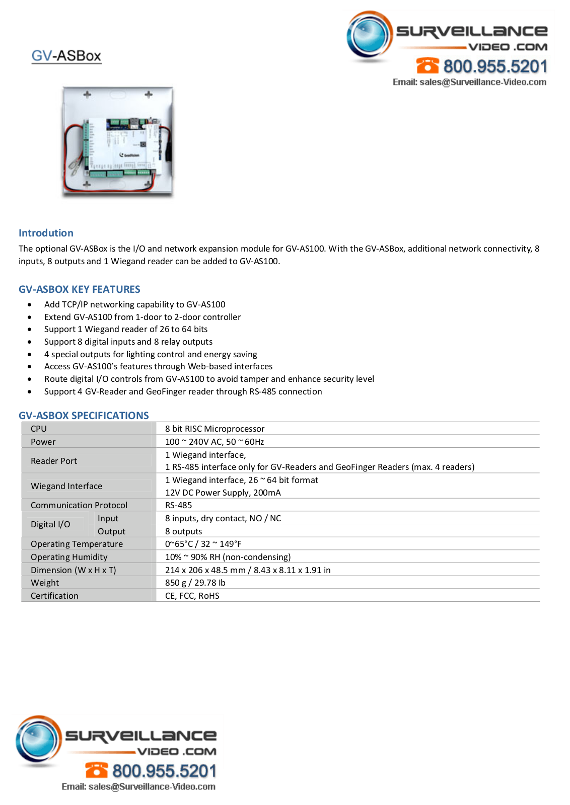 Geovision GV‐ASBox Specsheet