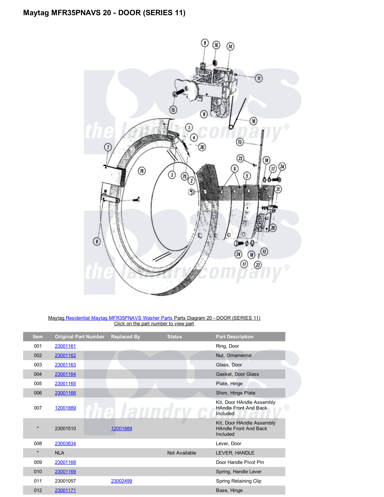 Maytag MFR35PNAVS Parts Diagram