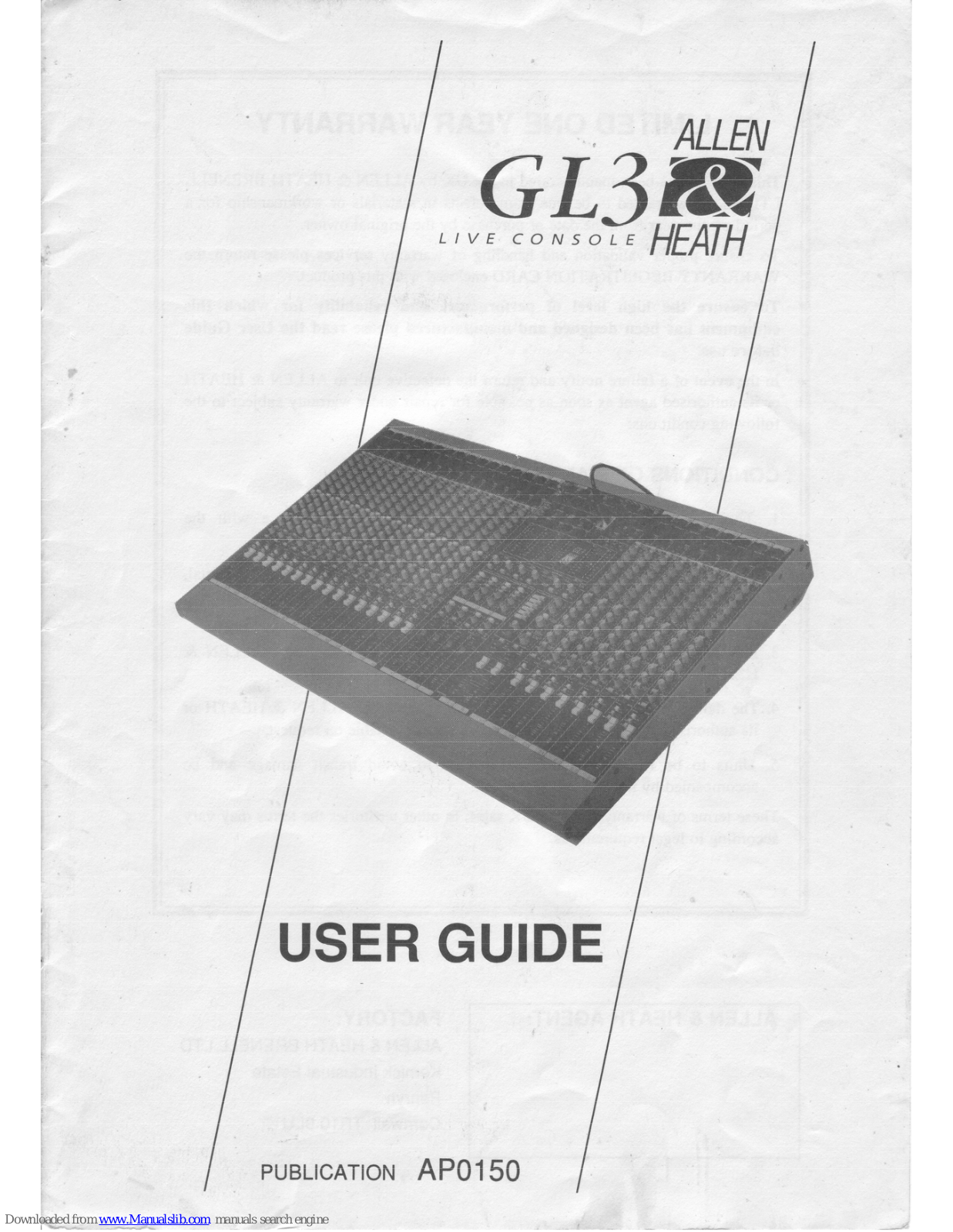 ALLEN & HEATH GL3 User Manual