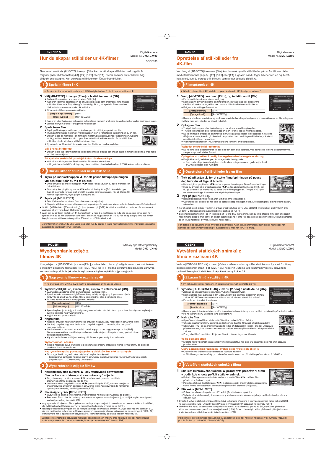 Panasonic DMCLX100 Quick start guide