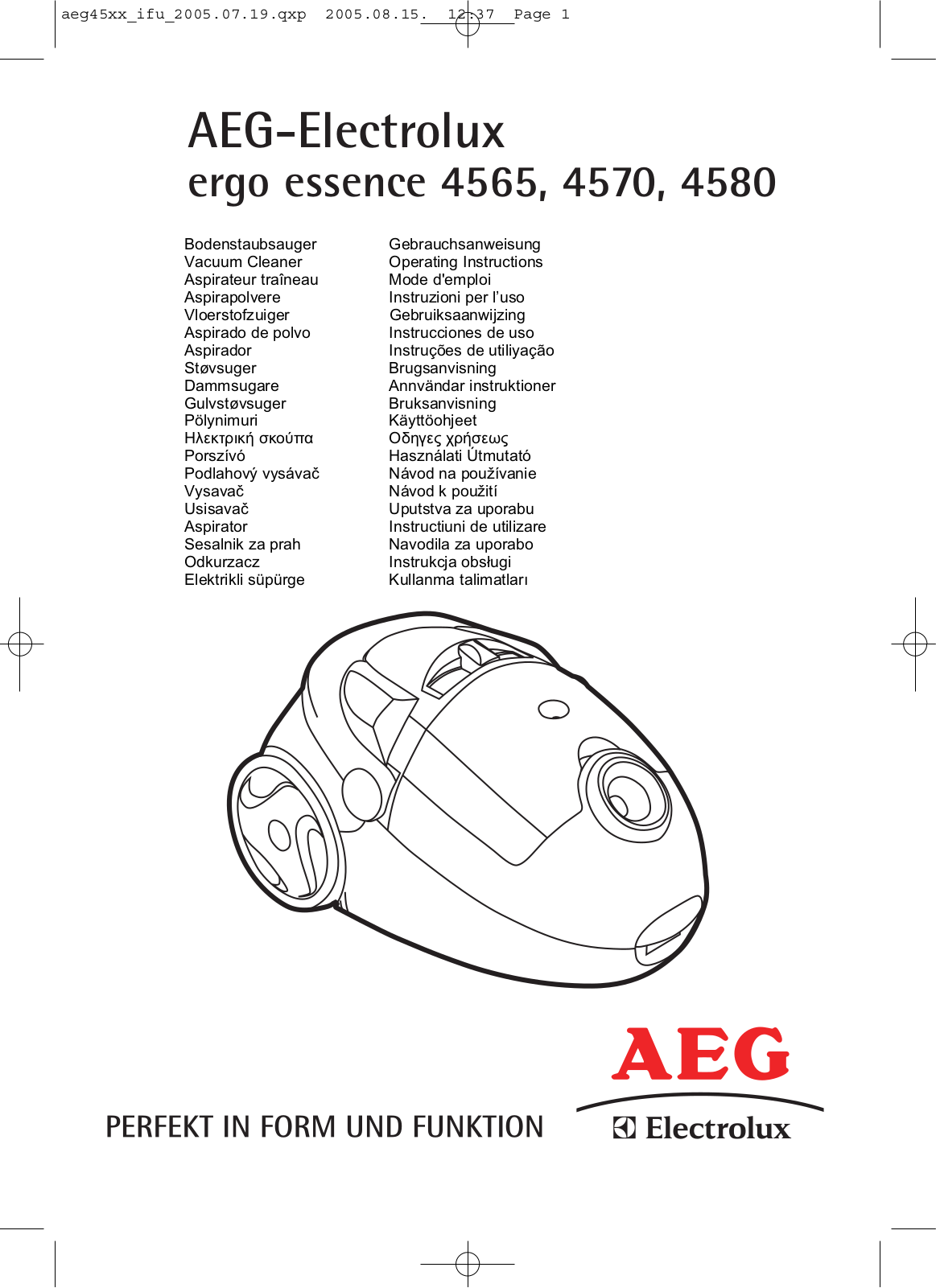 AEG ergo essence 4565, ergo essence 4570, ergo essence 4580 User Manual