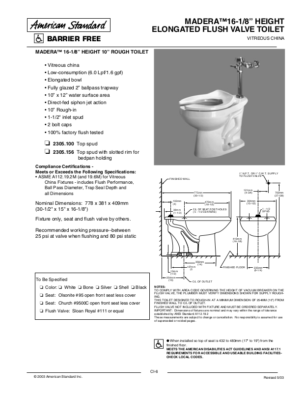 American Standard 2305.100, 2305.156 User Manual