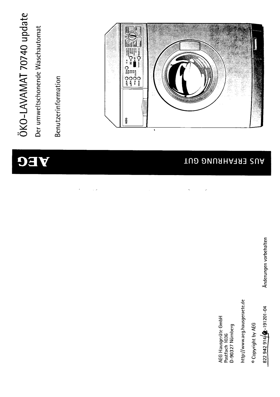 AEG LAVAMAT 70740 User Manual