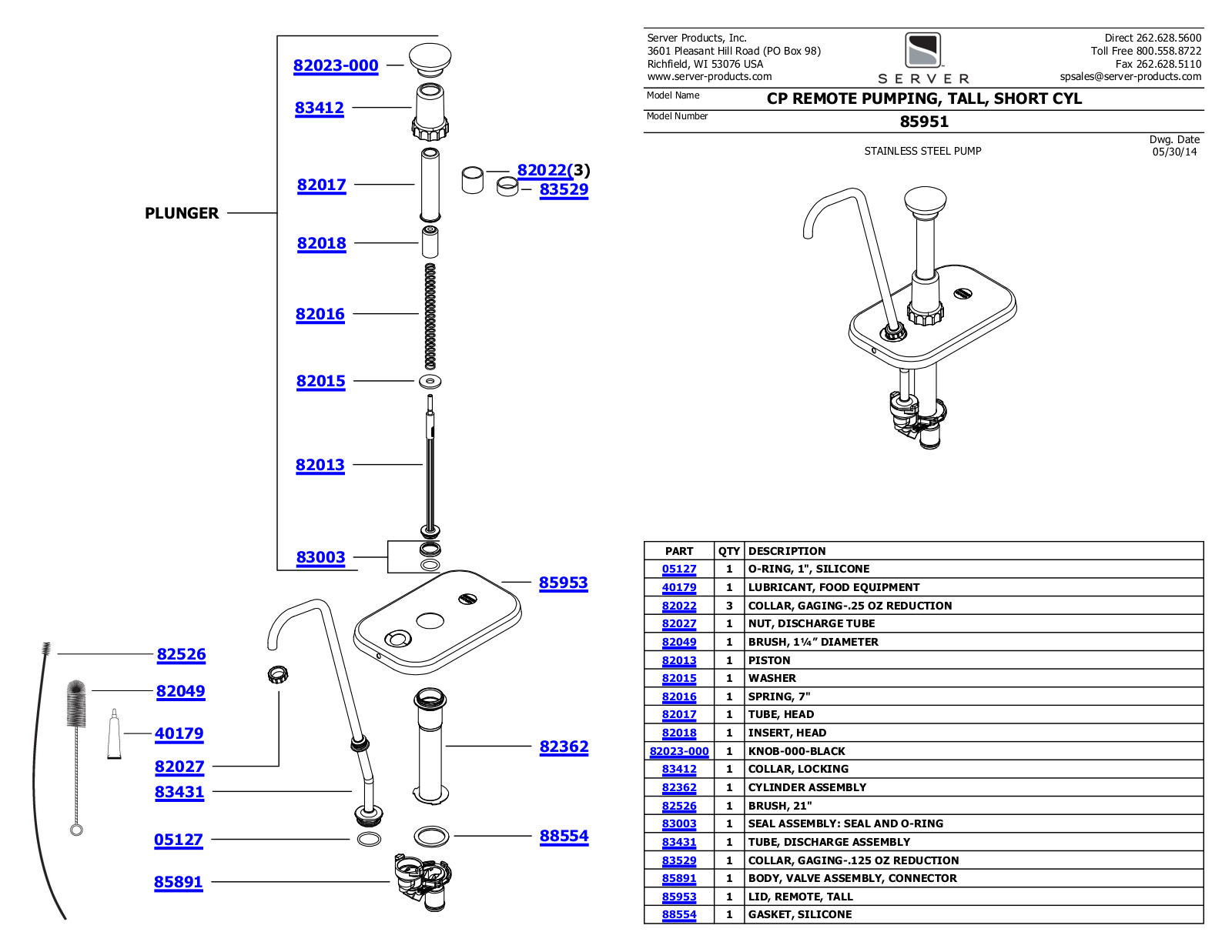 Server 85951 Parts Manual