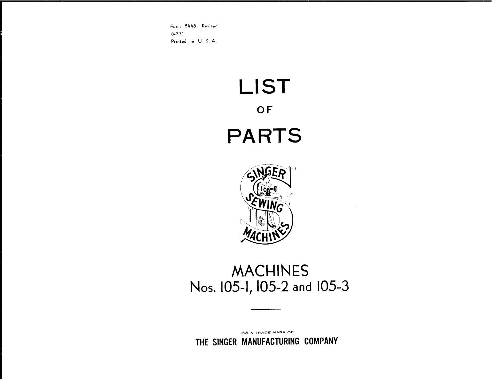 Singer 105-3, 105-2, 105-1 User Manual