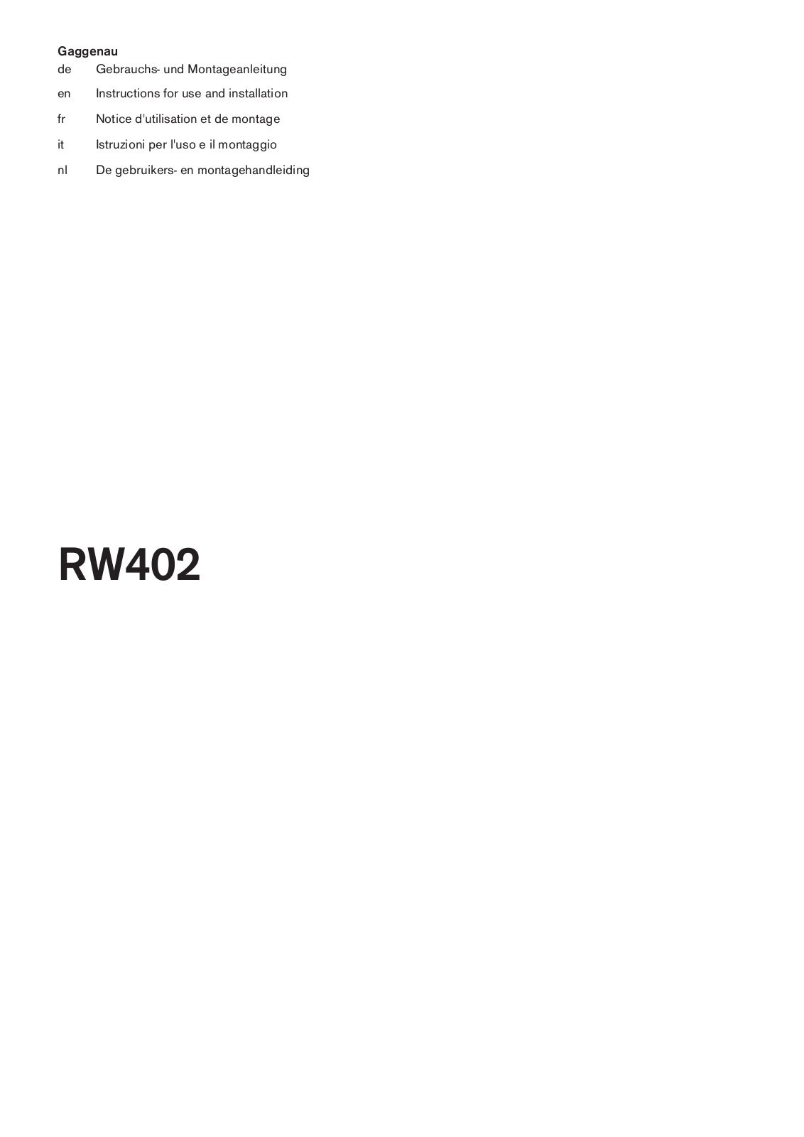 Gaggenau RW 402 261 operation manual