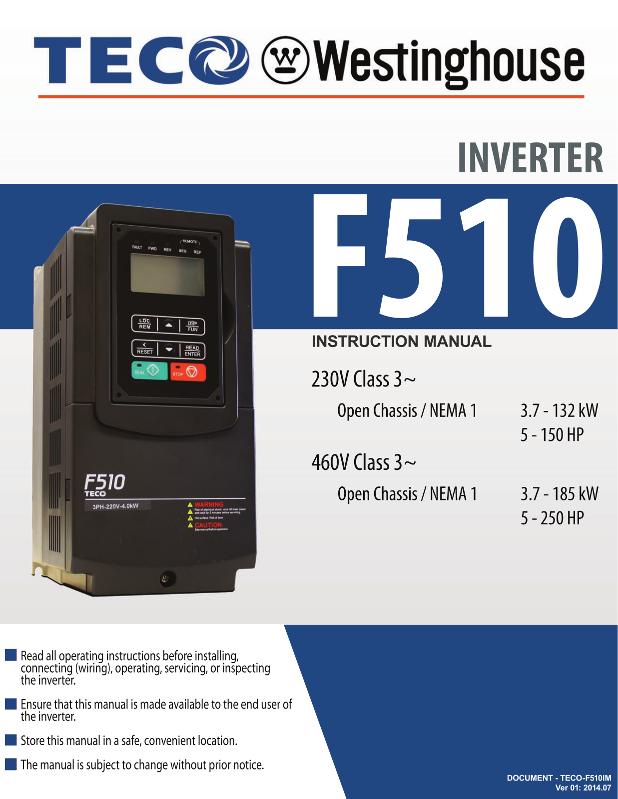 Teco F510 Instruction Manual
