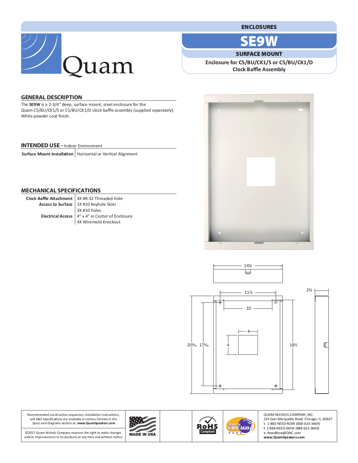 Quam SE9W Specifications